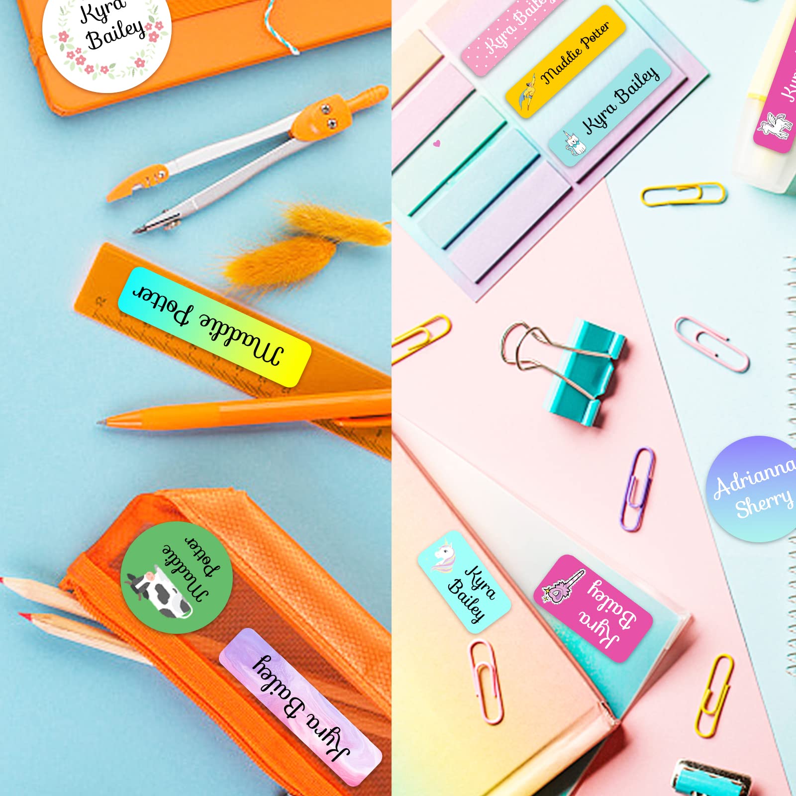 105 Pcs Personalized Kids Name Labels - Custom Waterproof Stickers for Lunch Boxes, Water Bottles & School Supplies - Perfect for Daycare, Camp & Back to School Organization