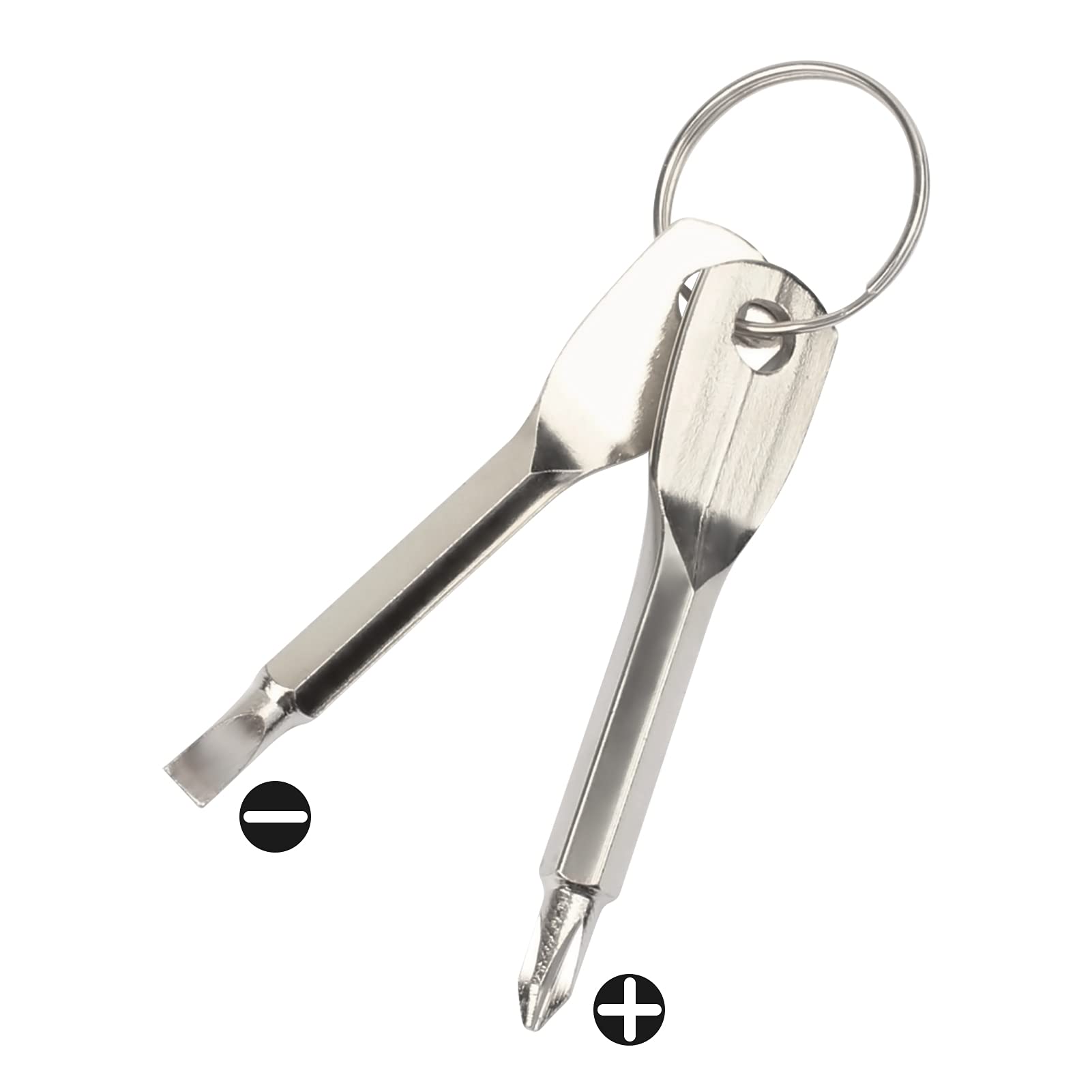MJIYA Pocket Screwdriver Set - Keychain Screwdriver with Flat Head & Phillips Head - Compact Multi-Tool for Men - Perfect for Home Repairs, Electronics, and DIY Projects (Silver)