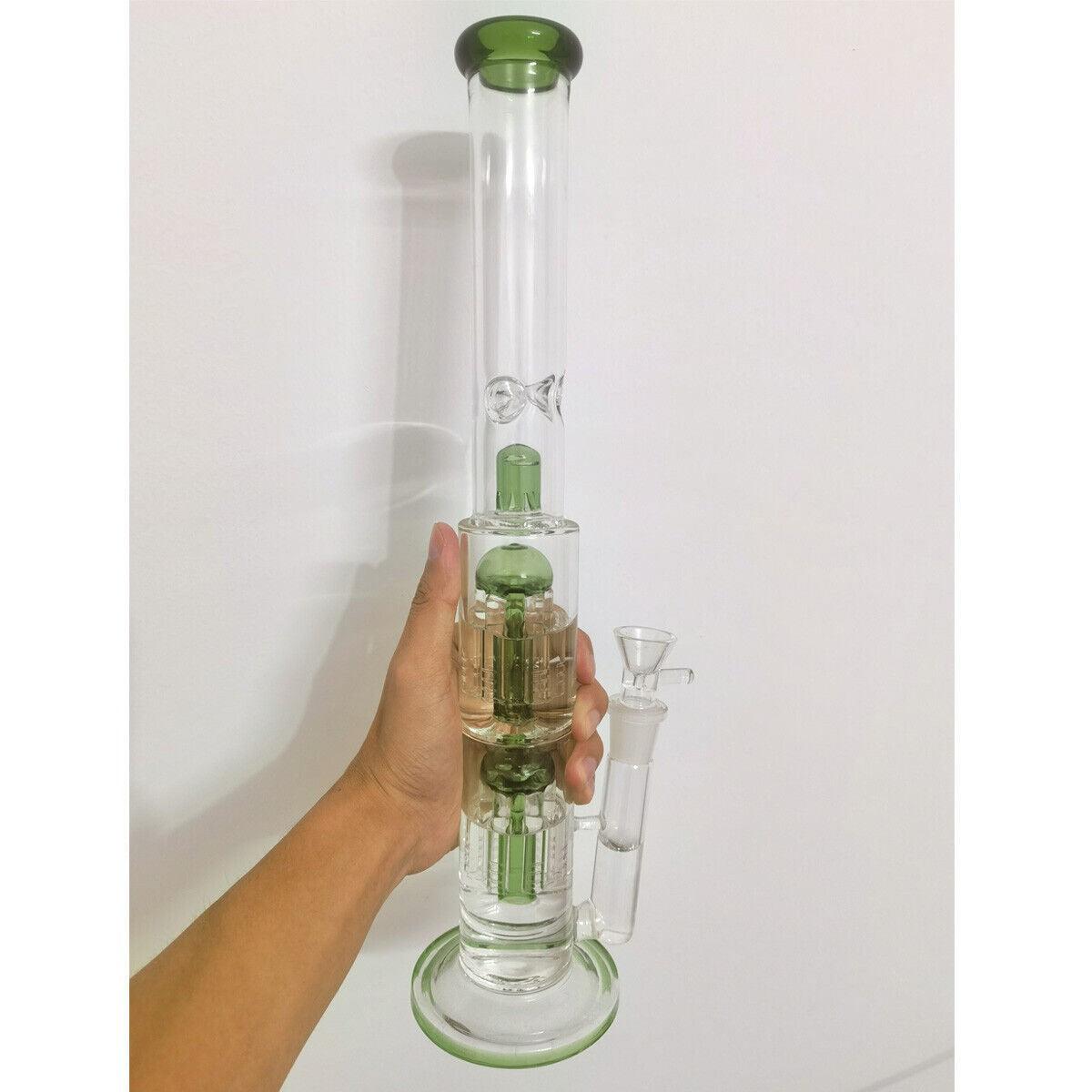 Premium Glass Bong with Green Branch Design - Thick Borosilicate Water Pipe with Ice Catcher & Bowl for Smooth Smoking | Perfect for Home Use, Parties & Relaxation