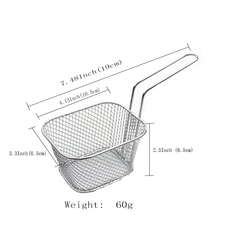 8-Piece Mini Square Fry Basket Set - 4.1x3.3x2.6 Inch Stainless Steel French Fries Baskets for Deep Frying, Serving & Food Presentation - Perfect for Restaurants, Food Trucks & Home Kitchen Use