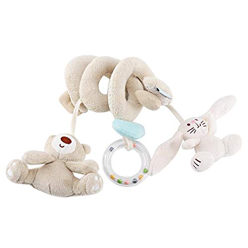 Baby Bed Rattles Toy - Cartoon Stuffed Animal Educational Sensory Toy with Spiral Wrap for Crib & Stroller | Soothing Newborn Gift for Playtime & Nursery Decor
