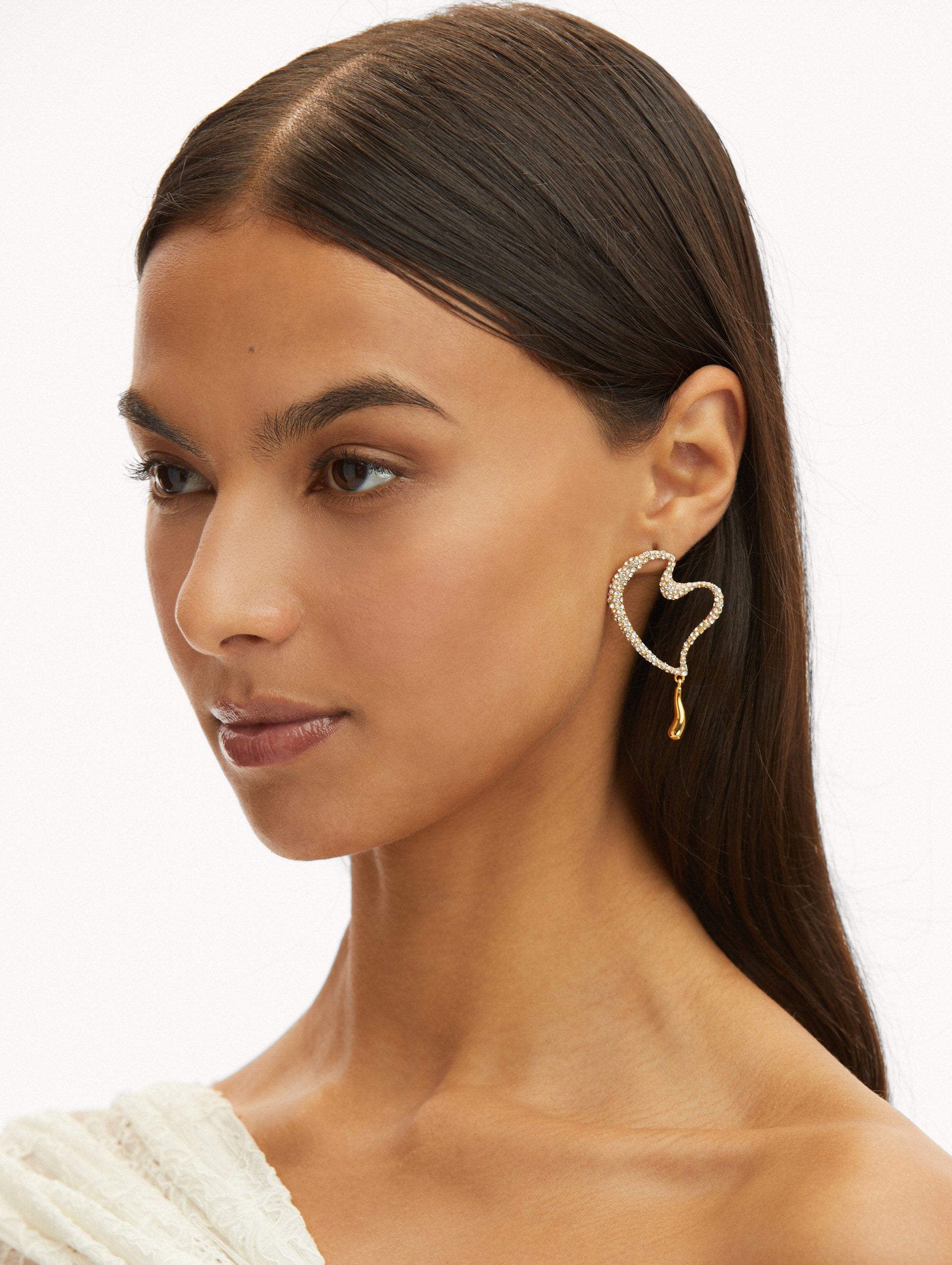 Pavé Heart Earrings for Women - 14K Gold Plated Cubic Zirconia Stud Earrings - Perfect Gift for Valentine's Day, Anniversary & Romantic Occasions