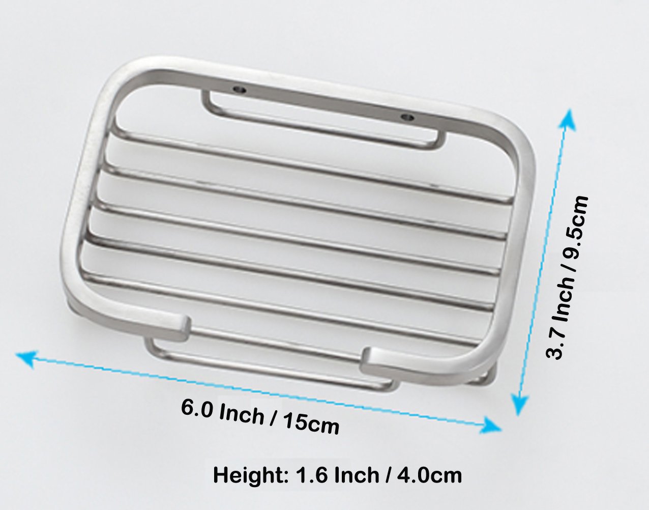 Deezio Premium SUS-304 Stainless Steel Soap Dish Holder - Wall Mounted Shower Soap Saver Basket with Drainage (Satin Nickel) - Ideal for Bathroom, Kitchen & RV Use