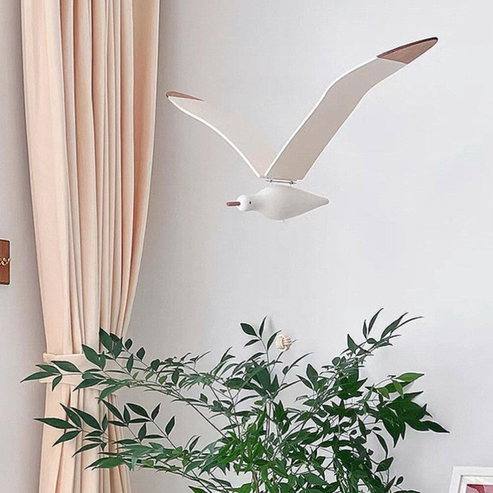 Handmade Wooden Seagull Hanging Mobile - Flying Bird Nursery Decor for Baby Room, Home, Balcony & Patio | Soothing Wind Chime for Relaxation & Baby Sleep