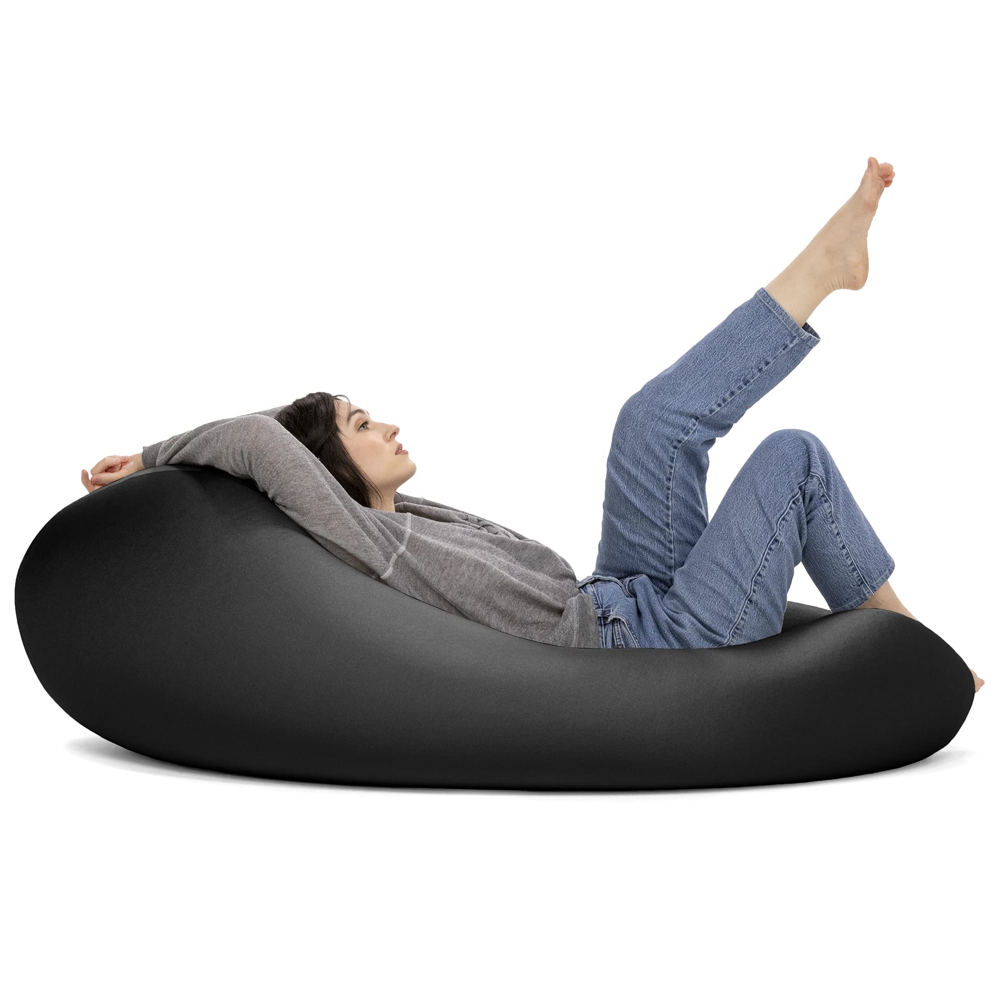 Jaxx Nimbus Spandex Bean Bag Chair for Adults - Oversized Black Memory Foam Lounger for Living Room, Game Room & Dorm - Comfortable Seating for Relaxing, Gaming & Movie Nights