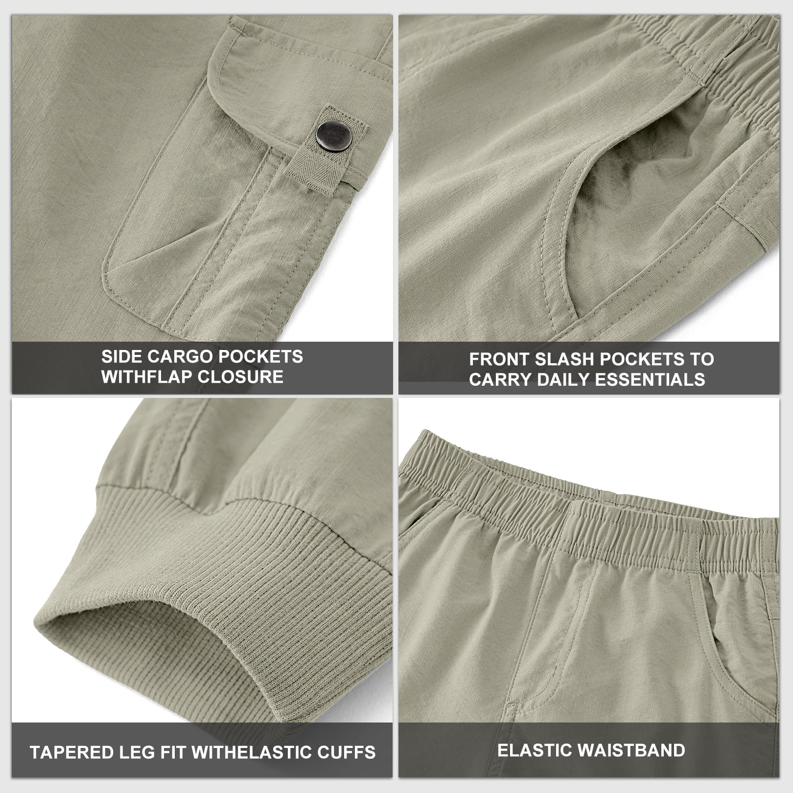 Boys Cargo Jogger Pants - Quick Dry Lightweight Hiking Sweatpants for Youth & Scouts | Comfortable Outdoor Activewear for Boys (Grey, 2XL) | Perfect for Camping, Hiking & School Activities