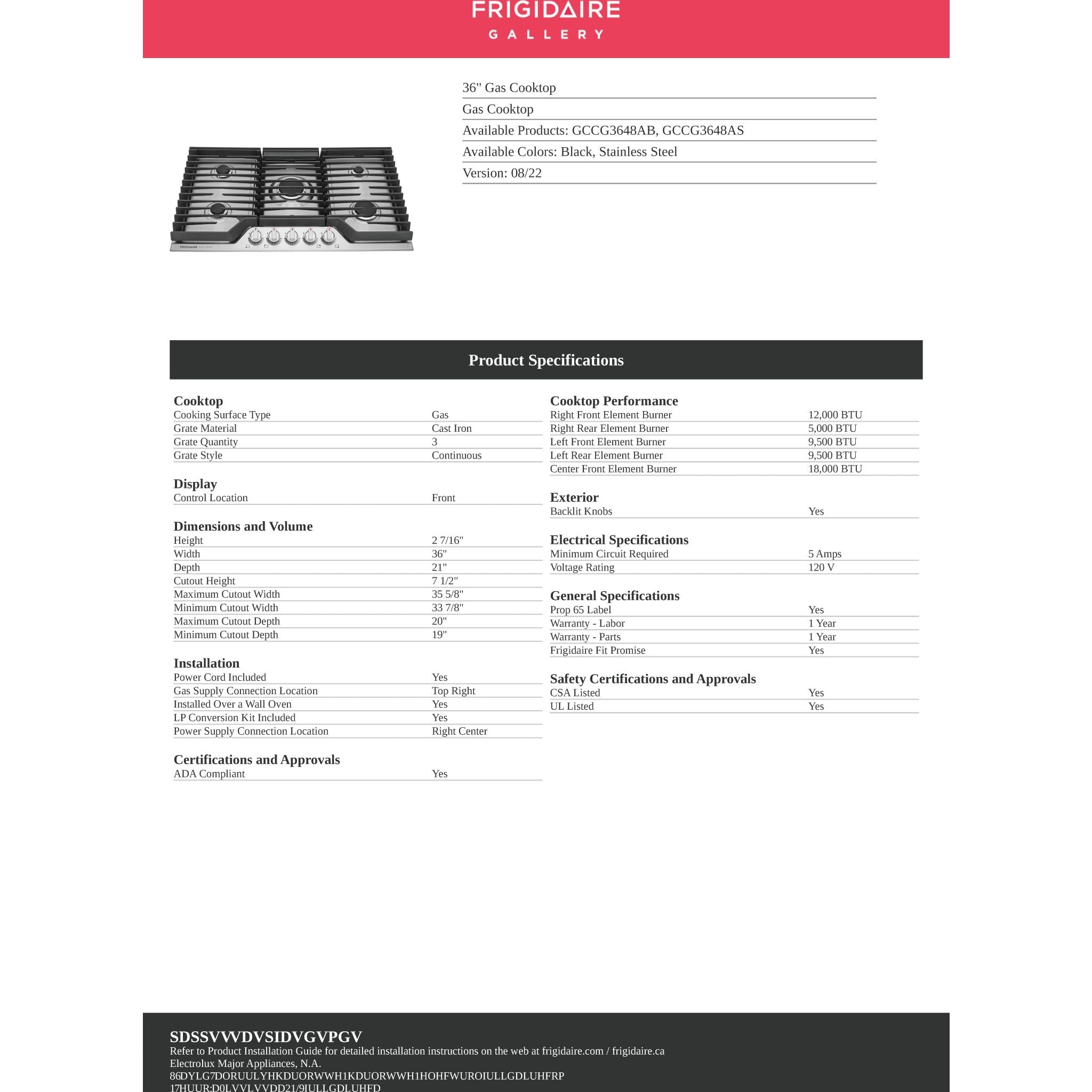 Frigidaire Gallery 36