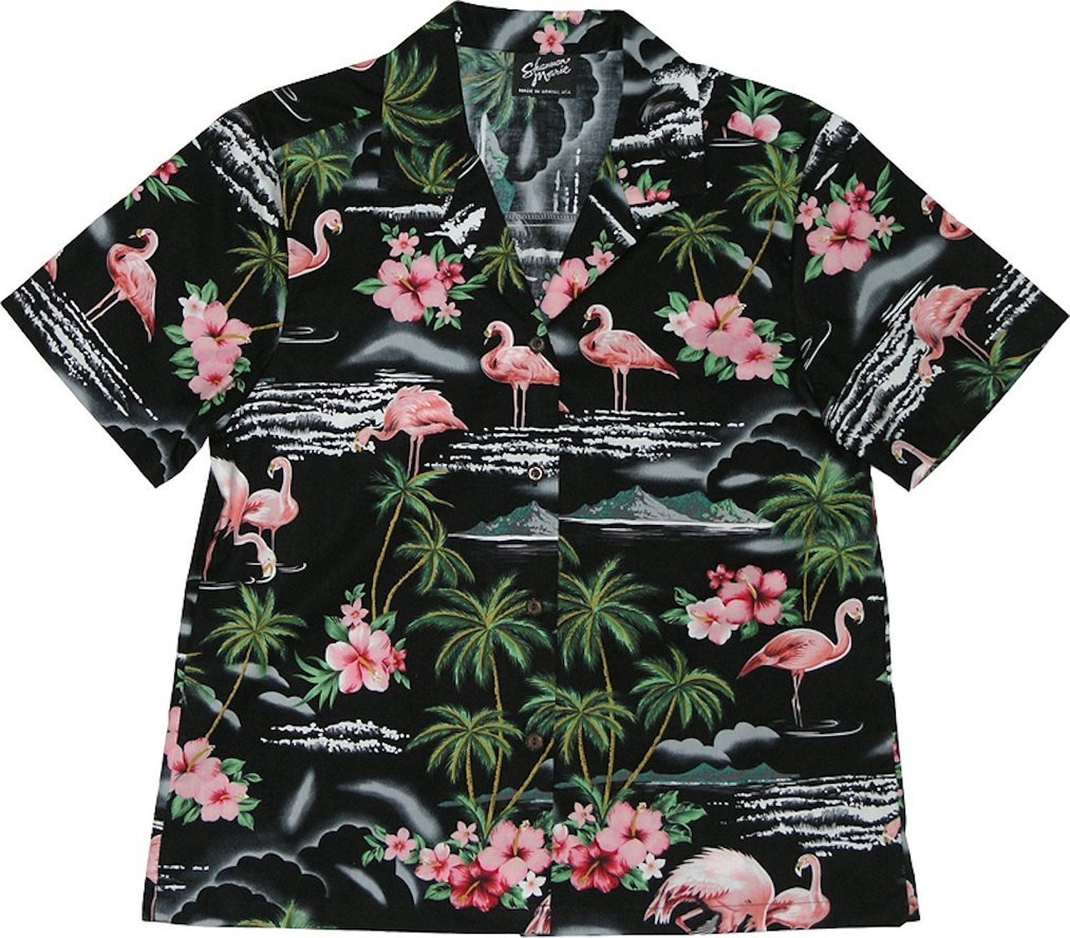 RJC Women's Flamingo Print Hawaiian Aloha Shirt - Tropical Vacation Beachwear for Summer, Luau Party, and Casual Outfit