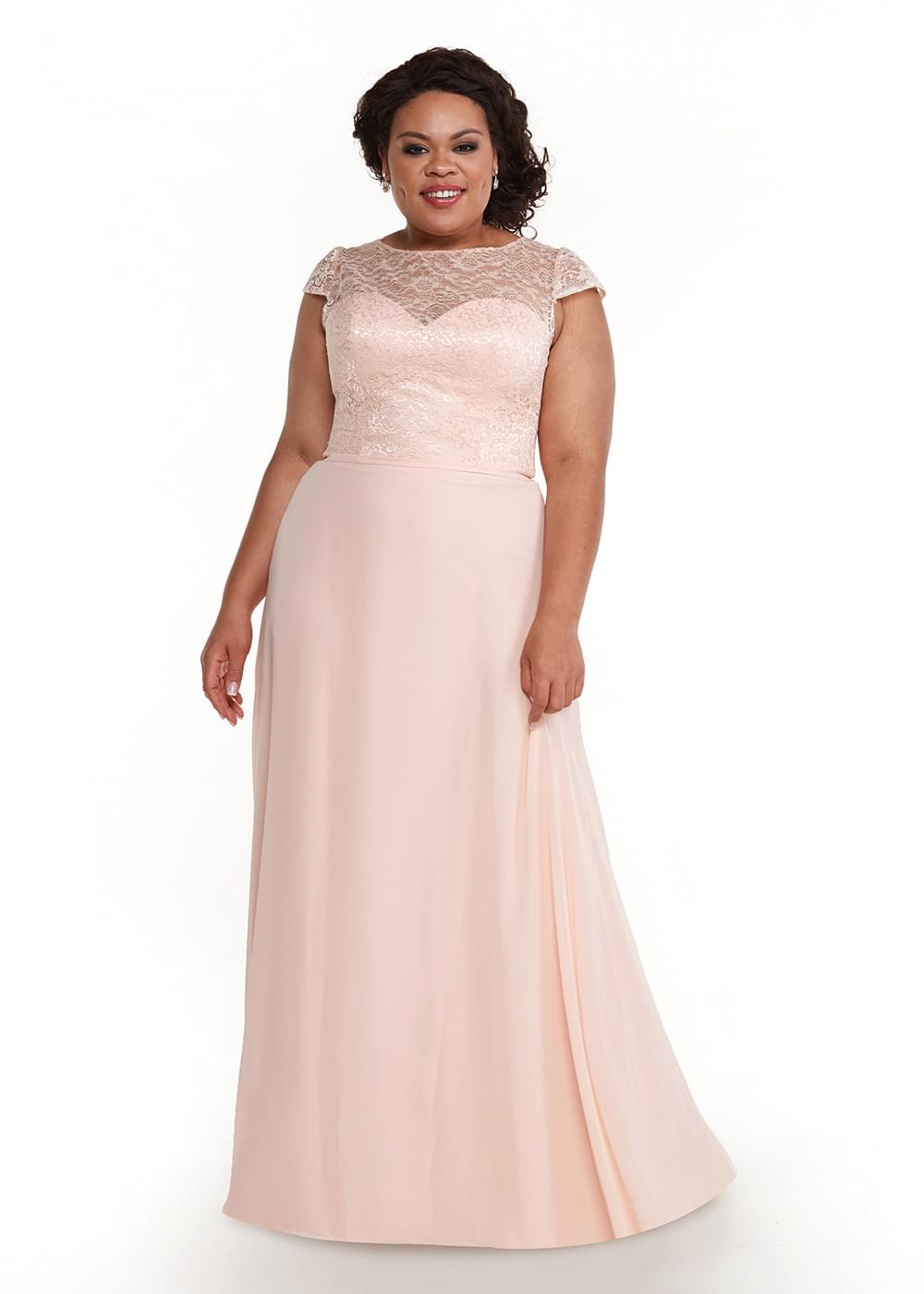 Elegant 80163 Lace Bodice A-Line Chiffon Bridesmaid Dress - Perfect for Weddings, Formal Events & Special Occasions