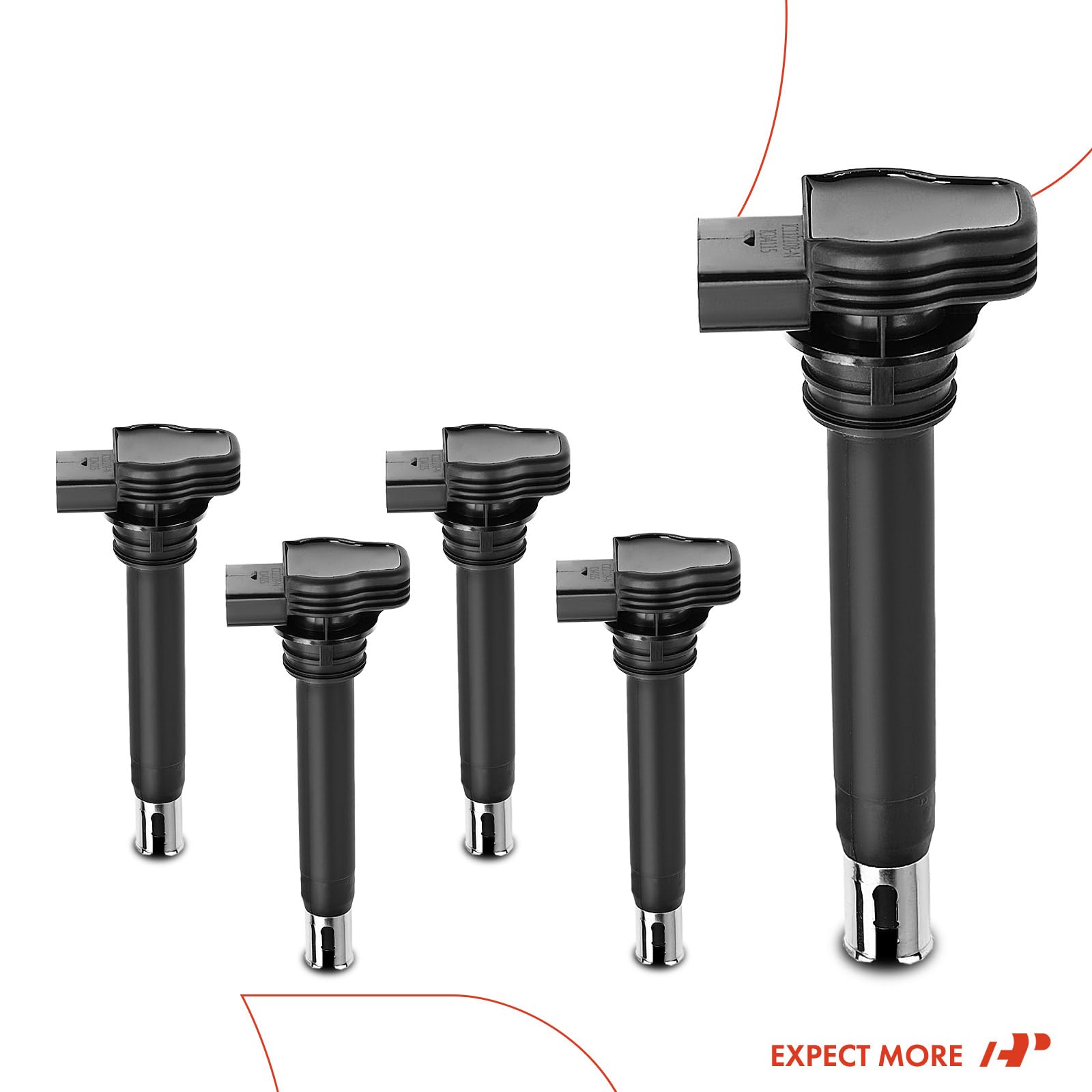 Premium Engine Ignition Coil Pack Set of 5 - Compatible with VW Jetta Passat Golf Tiguan Beetle CC Eos GTI Rabbit & Audi A3 A4 A5 A6 TT Quattro - High Performance Replacement Parts for Smoother Acceleration & Better Fuel Efficiency - Perfect for DIY Auto Repair & Engine Maintenance