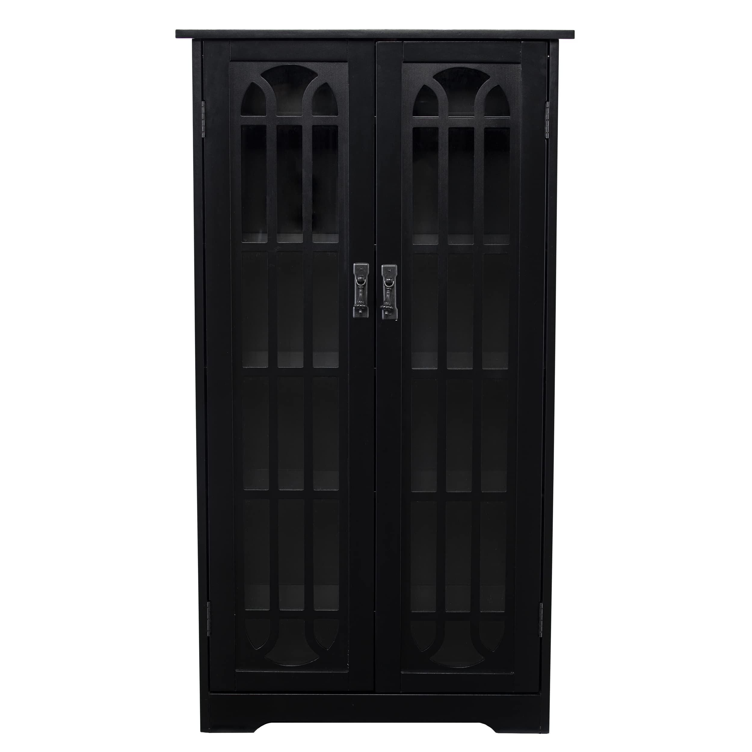 SEI Furniture Black Window Pane Media Cabinet - Modern TV Stand with Storage for Living Room, Bedroom & Home Theater