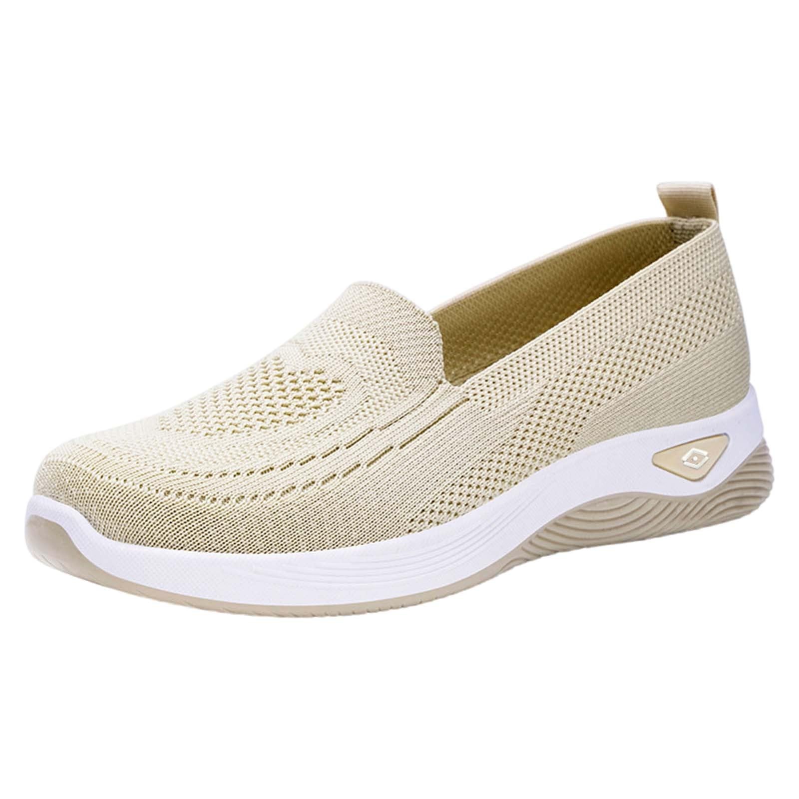 **Women's Breathable Mesh Walking Sneakers with Arch Support - Lightweight Slip-On Casual Shoes for Women - Perfect for Walking, Travel & Everyday Comfort**