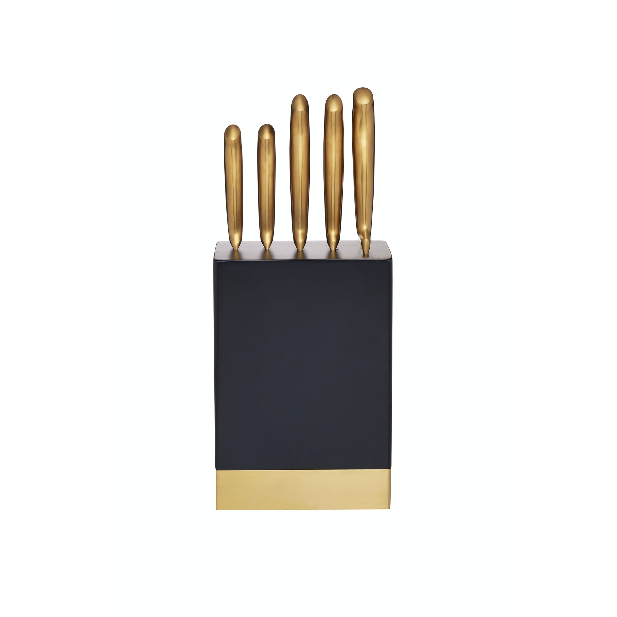 Premium 5-Piece Brass Stainless Steel Knife Set with Block - Professional Chef Knives for Cooking, Slicing & Dicing - Perfect for Home Kitchen & Gourmet Food Preparation