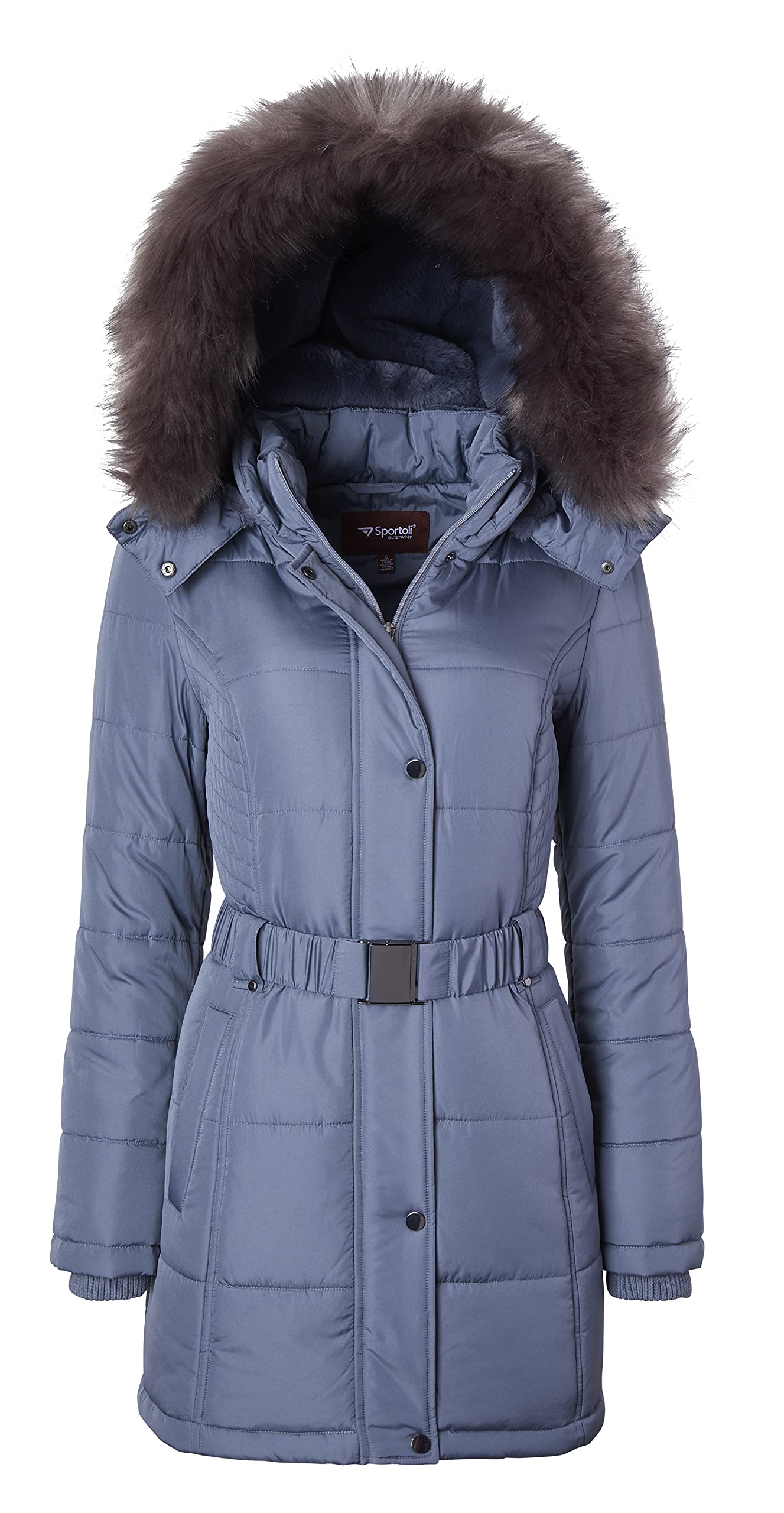 Sportoli Women's Down Alternative Parka - Long Winter Puffer Coat with Faux Fur Hood | Warm Winter Jacket for Outdoor Activities, Snow Sports & Cold Weather