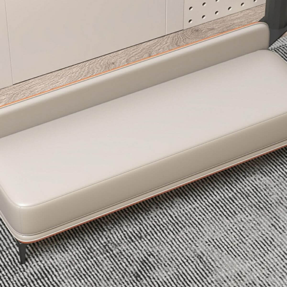 Modern Grey Faux Leather Ottoman with Wood Frame & Sponge Cushion - Perfect for Living Room, Bedroom or Office Footrest & Extra Seating