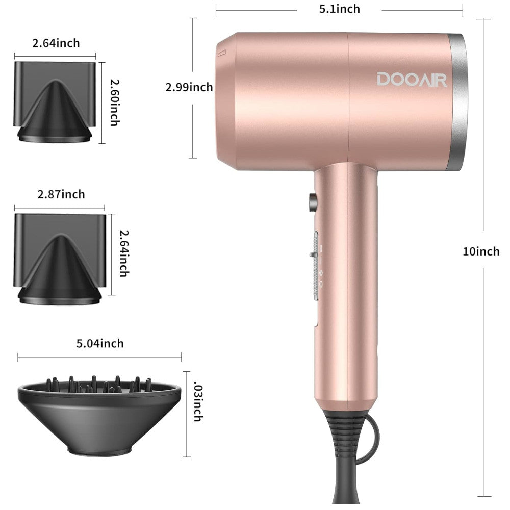 DOOAIR Ionic Professional Hair Dryer with Negative Ion Technology - Fast Drying & Frizz Control for Salon-Quality Blowouts at Home (Red) - Perfect for Styling, Travel & Daily Hair Care