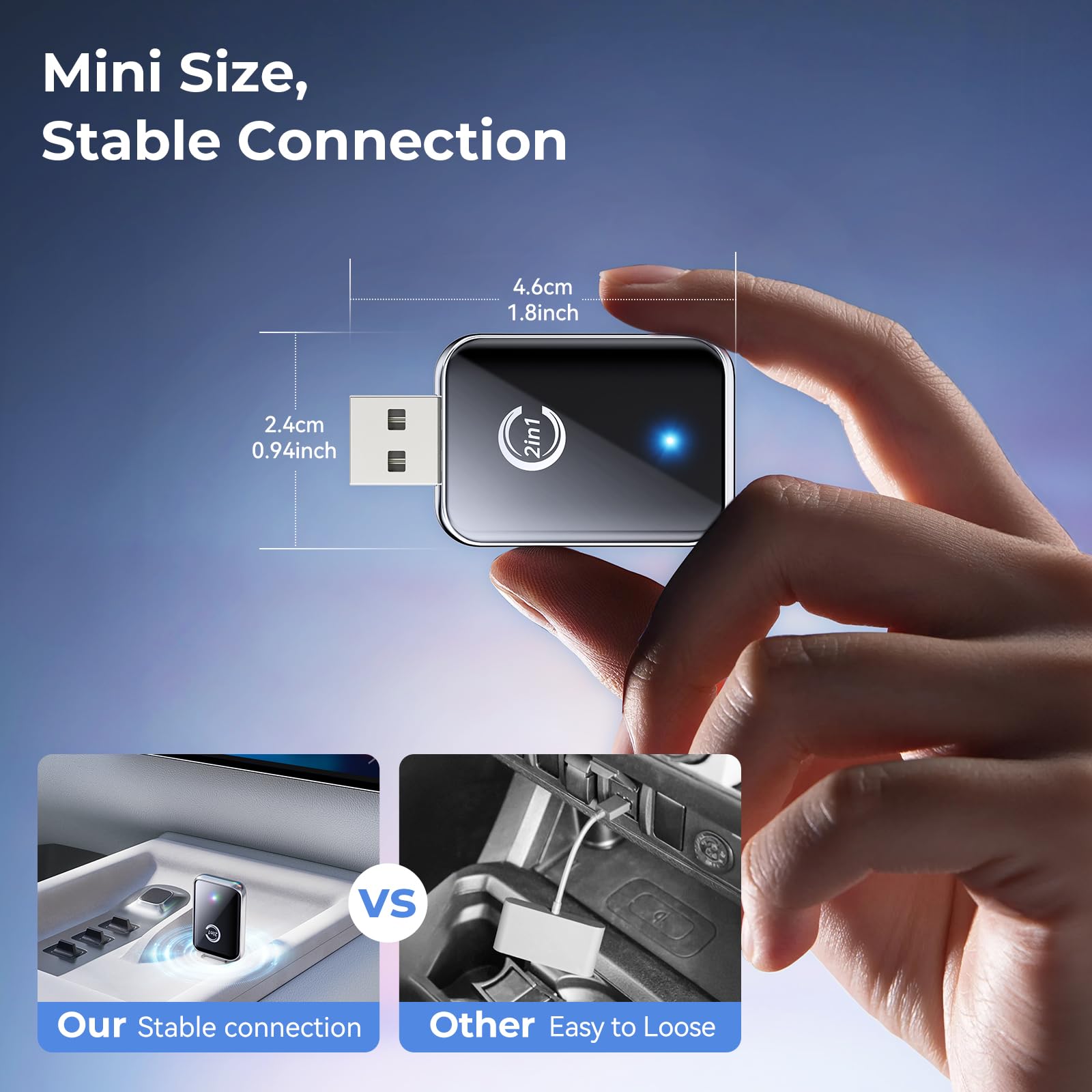 Wireless CarPlay Adapter for iPhone - Convert Wired to Wireless CarPlay & Android Auto - Plug & Play for iOS 10+ & Android 11+ - Compatible with Built-in CarPlay Cars (Silver) - Perfect for Hands-Free Driving & Seamless Music Streaming
