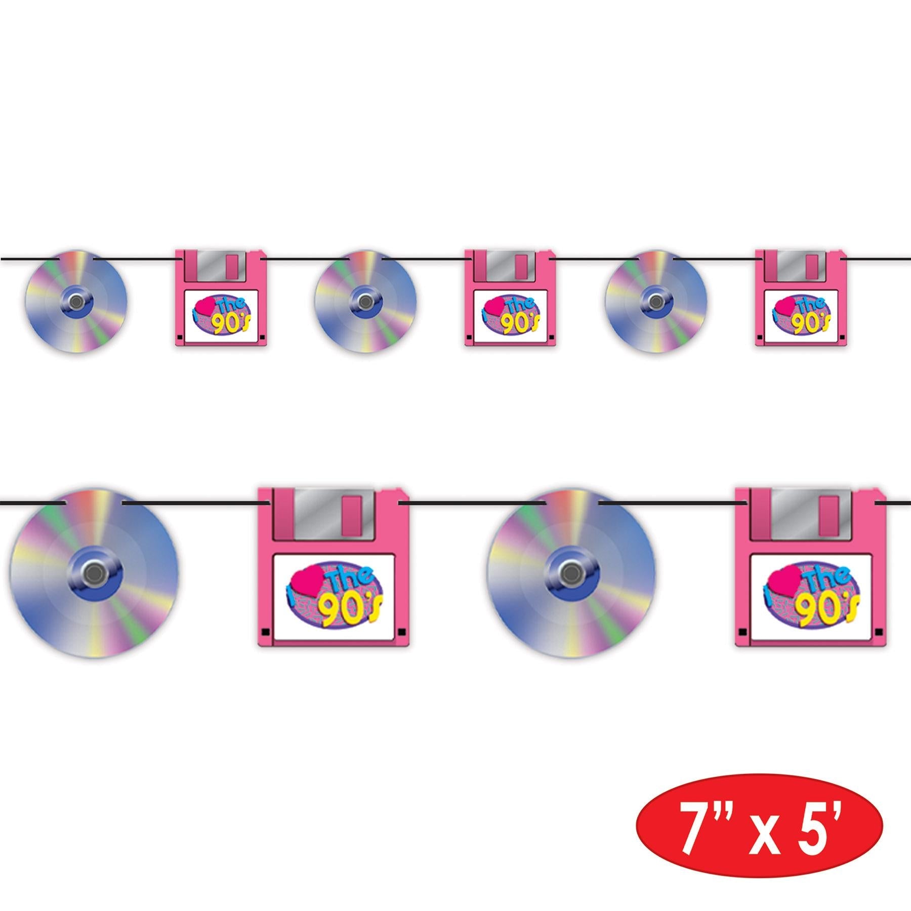 12 Pack Beistle CD & Floppy Disk Party Streamers - Retro Computer Theme Party Decorations for 80s 90s Themed Events, Birthdays & Office Celebrations