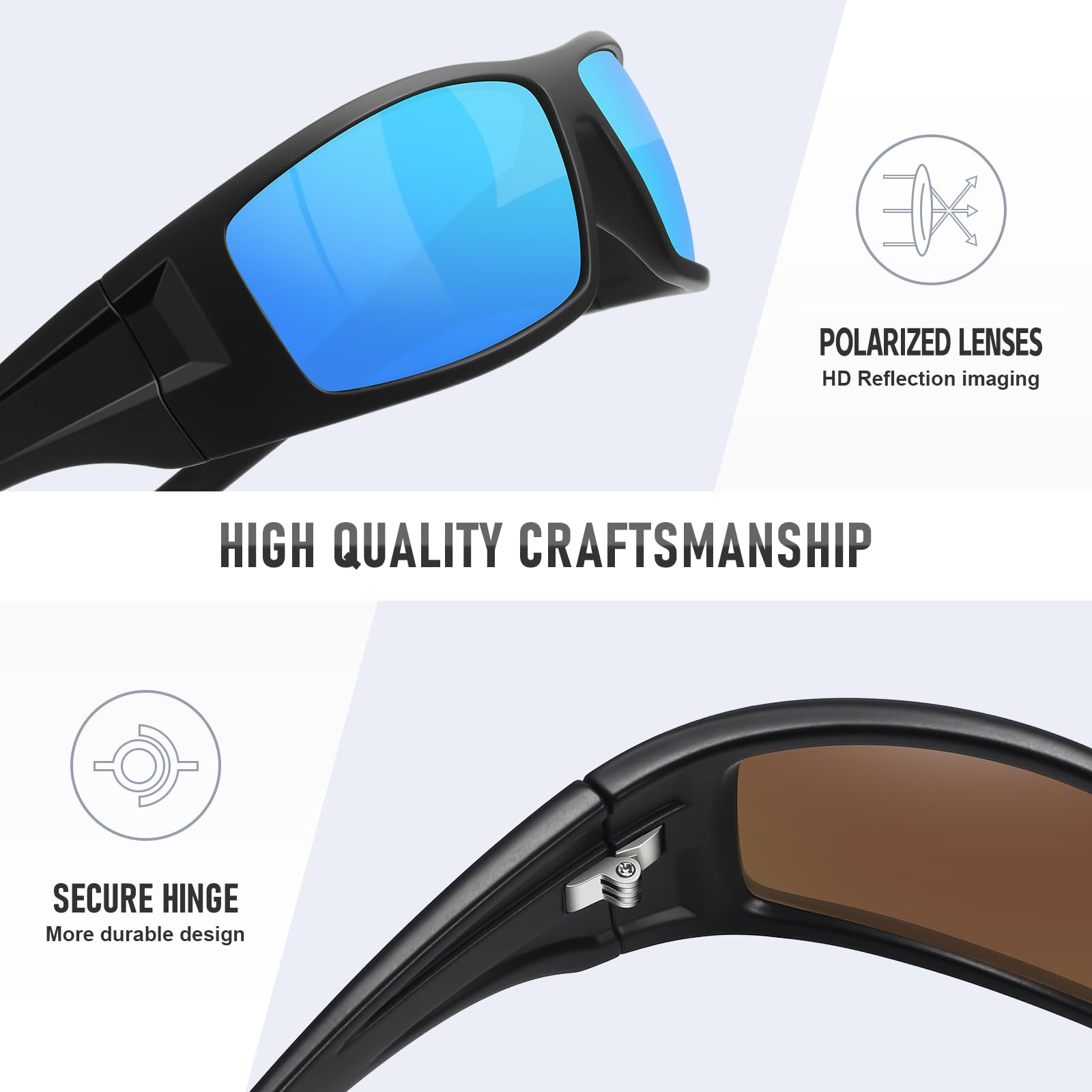 Polarized Sports Sunglasses for Men & Women - UV400 Protection, Unbreakable Frame - Ideal for Cycling, Fishing, Running & Outdoor Activities