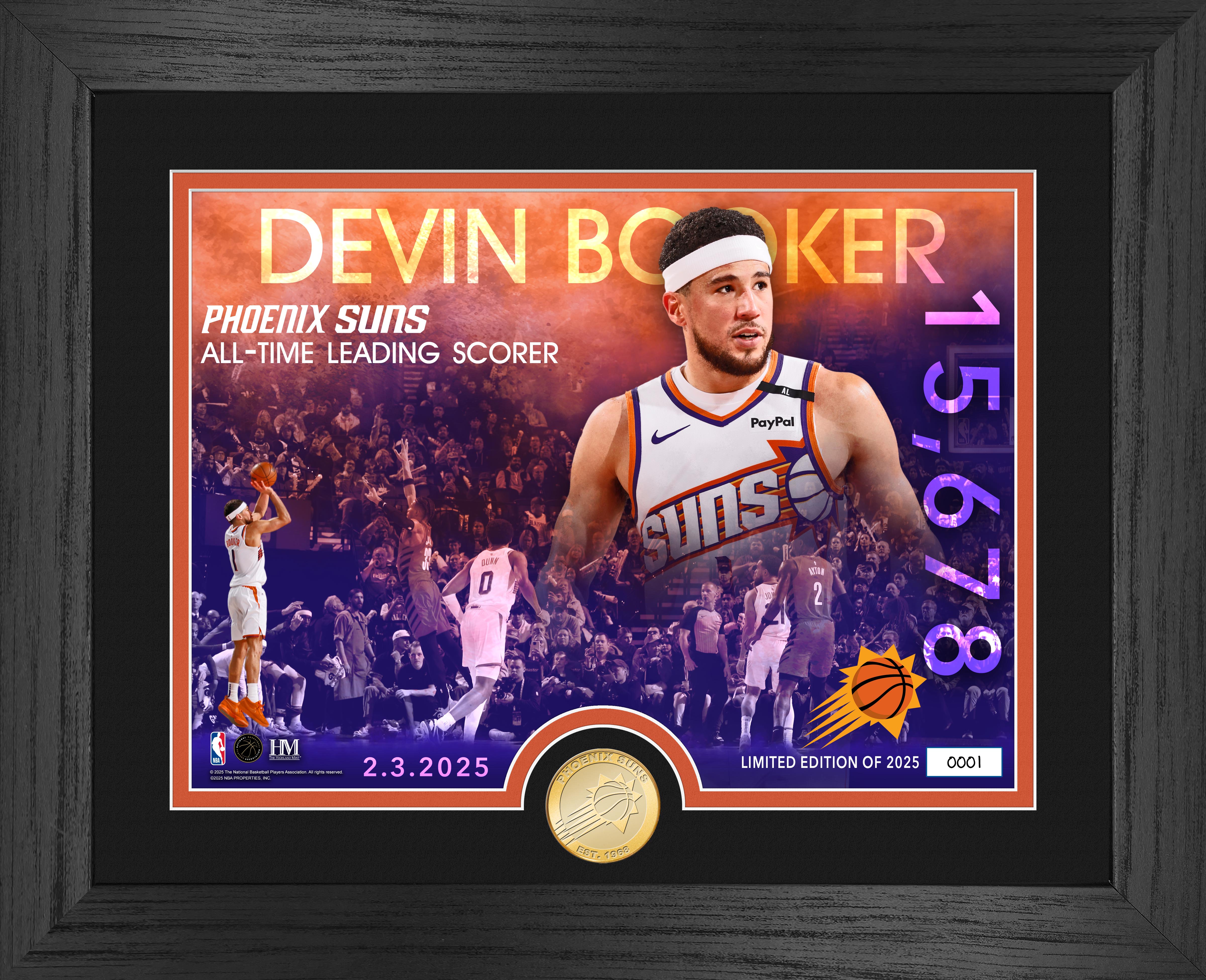 Devin Booker Phoenix Suns Franchise Points Record Commemorative Bronze Coin - Limited Edition Collectible for NBA Fans, Sports Memorabilia & Home Decor