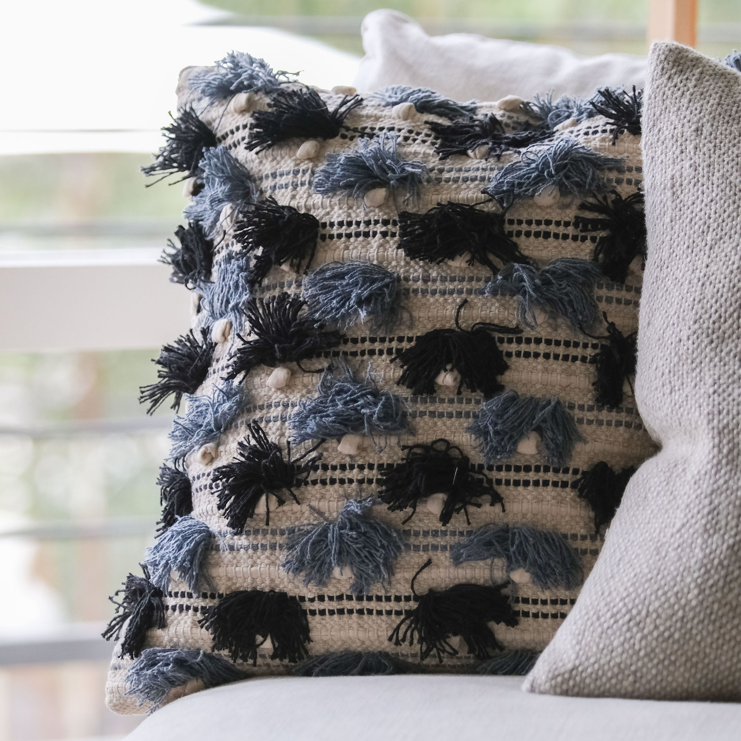 Pippa Hand Woven Decorative Throw Pillow 20x20 Inches with Insert - Perfect for Sofa, Bed & Home Decor