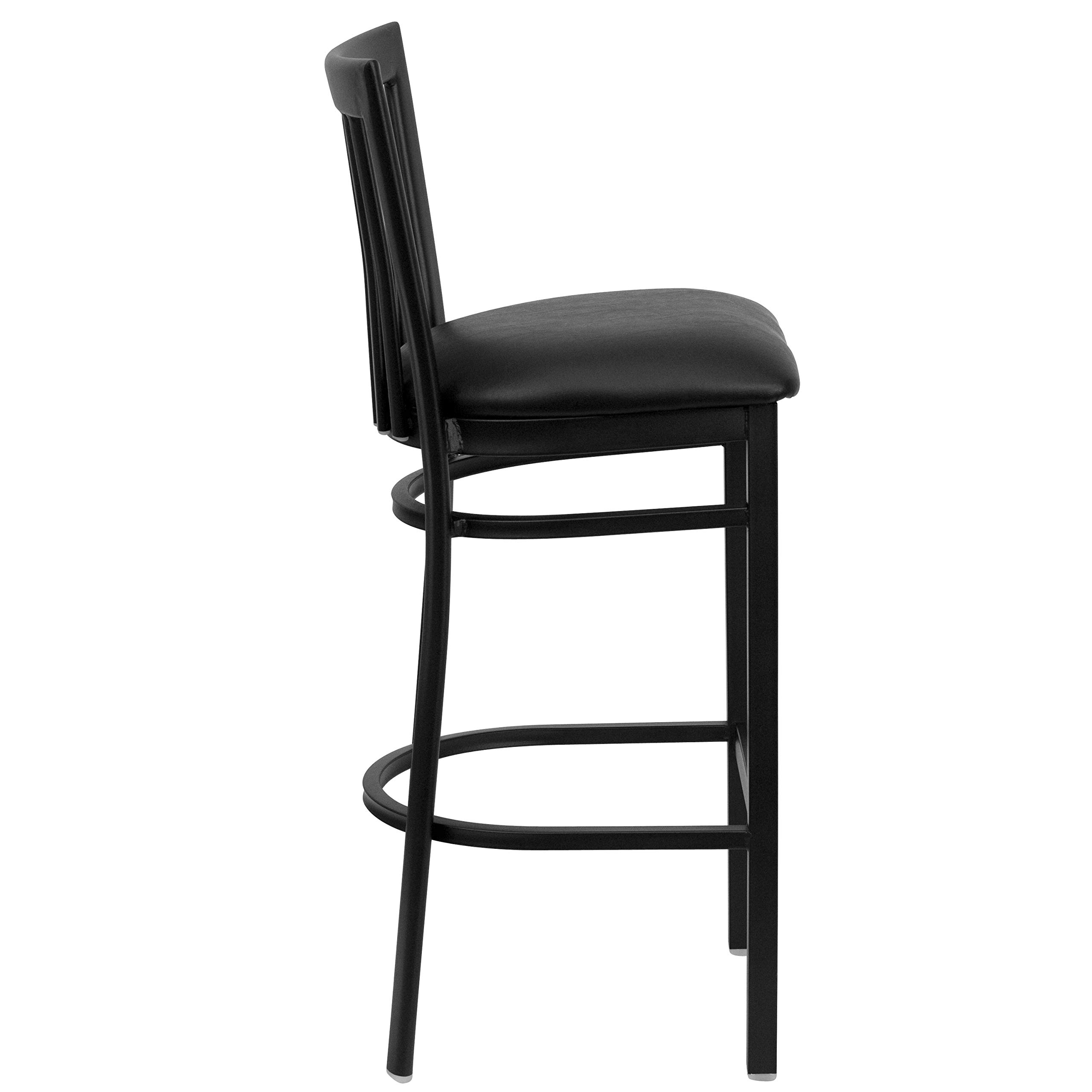 2 Pack Black Metal Bar Stools with Vinyl Seat - Heavy Duty Restaurant & Home Kitchen Counter Stools for Dining, Bar, Cafe, and Office Use