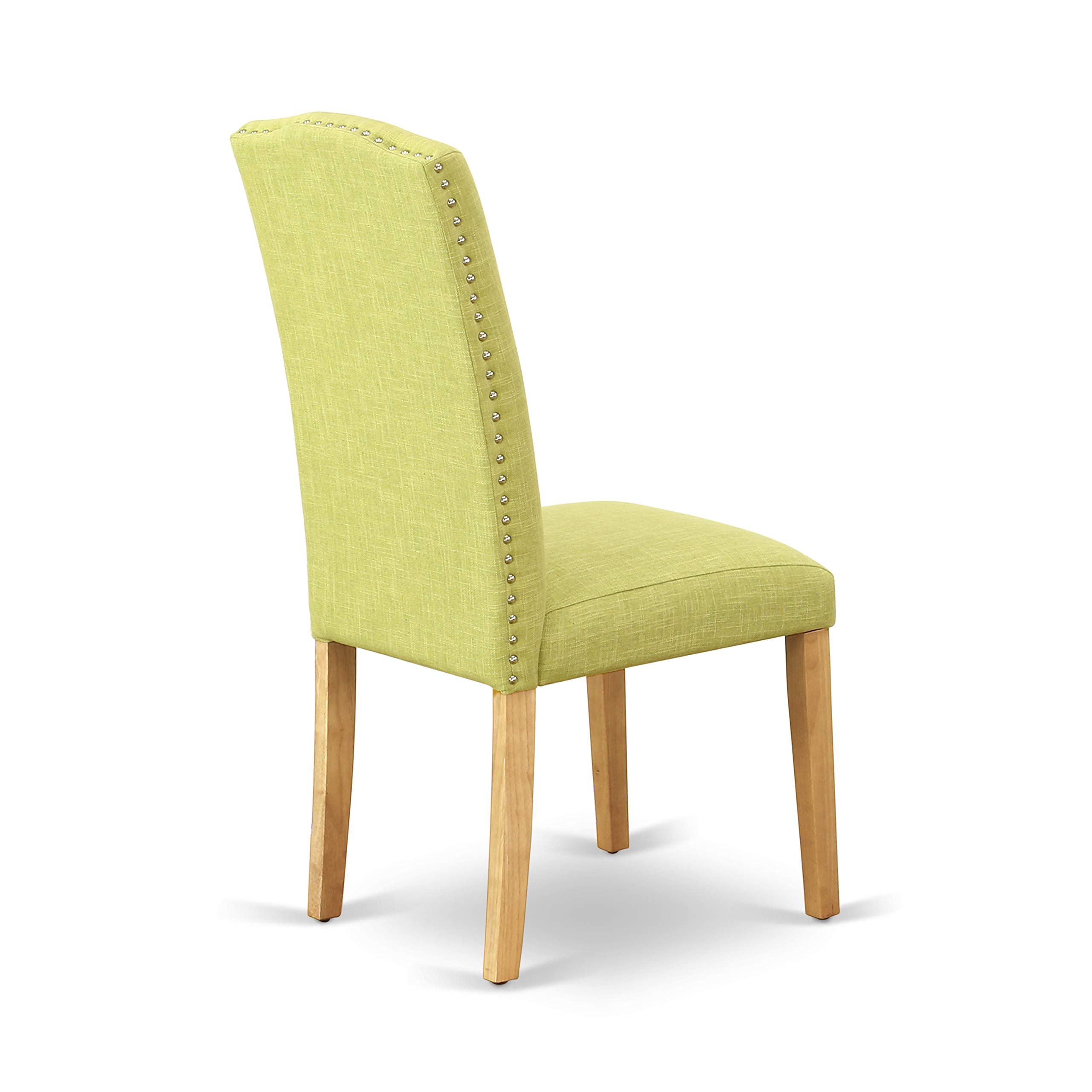 East West Furniture 3-Piece Kitchen Table Set - Round Oak Dining Table with Pedestal Base & 2 Limelight Linen Fabric Parson Chairs, 36x36 Inch - Perfect for Small Spaces, Breakfast Nooks & Cozy Dining Areas