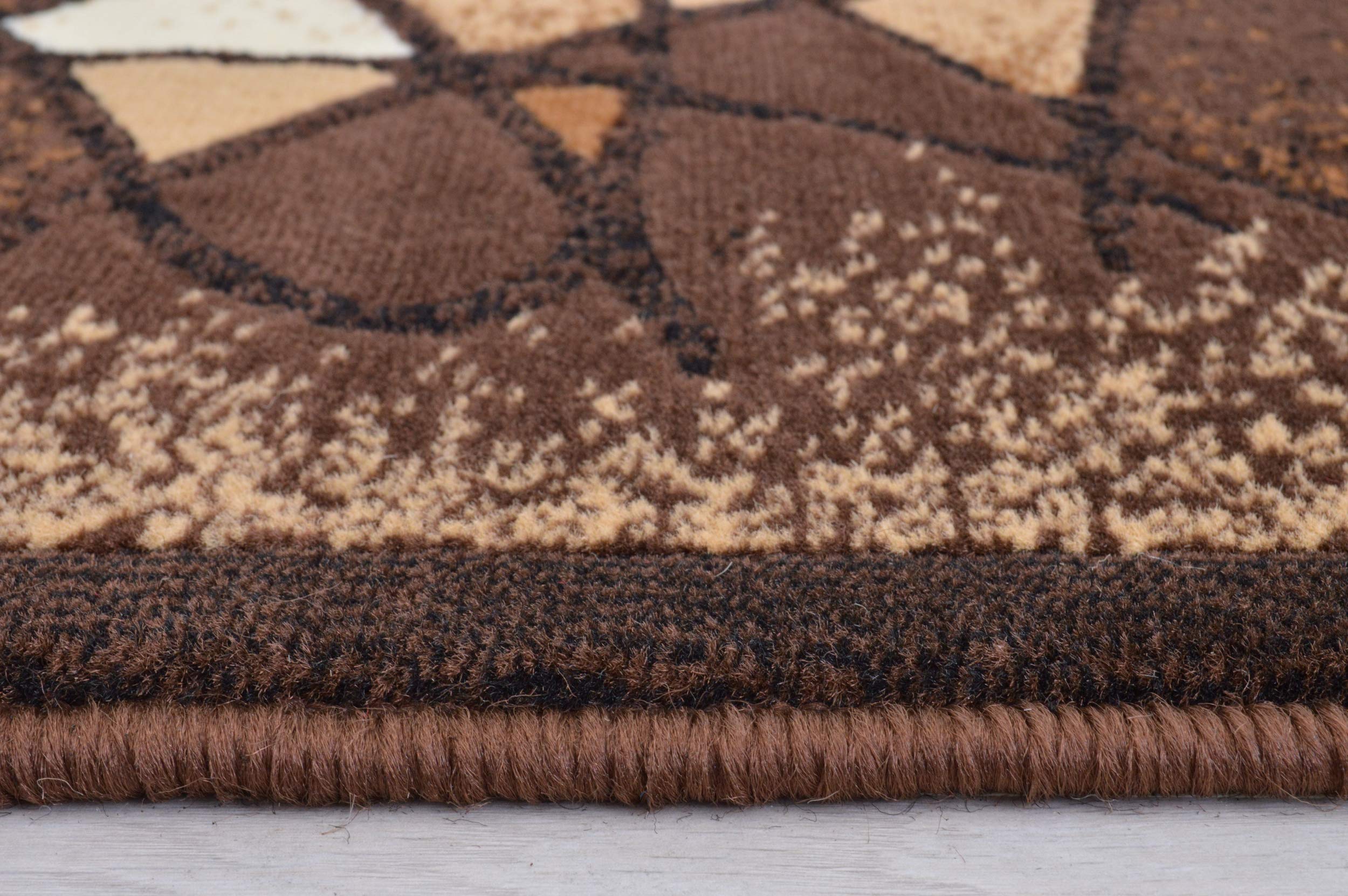 Allstar 8x10 Chocolate and Mocha Modern Machine Carved Area Rug - Espresso & Ivory Abstract Design Runner (7'9