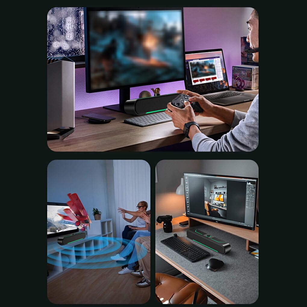 Siduytin Bluetooth Speaker with RGB LED Lights - Portable Wireless Speaker with High-Fidelity Sound for Laptop, PC, Gaming, and Outdoor Use | Perfect for Parties, Travel & Home Entertainment