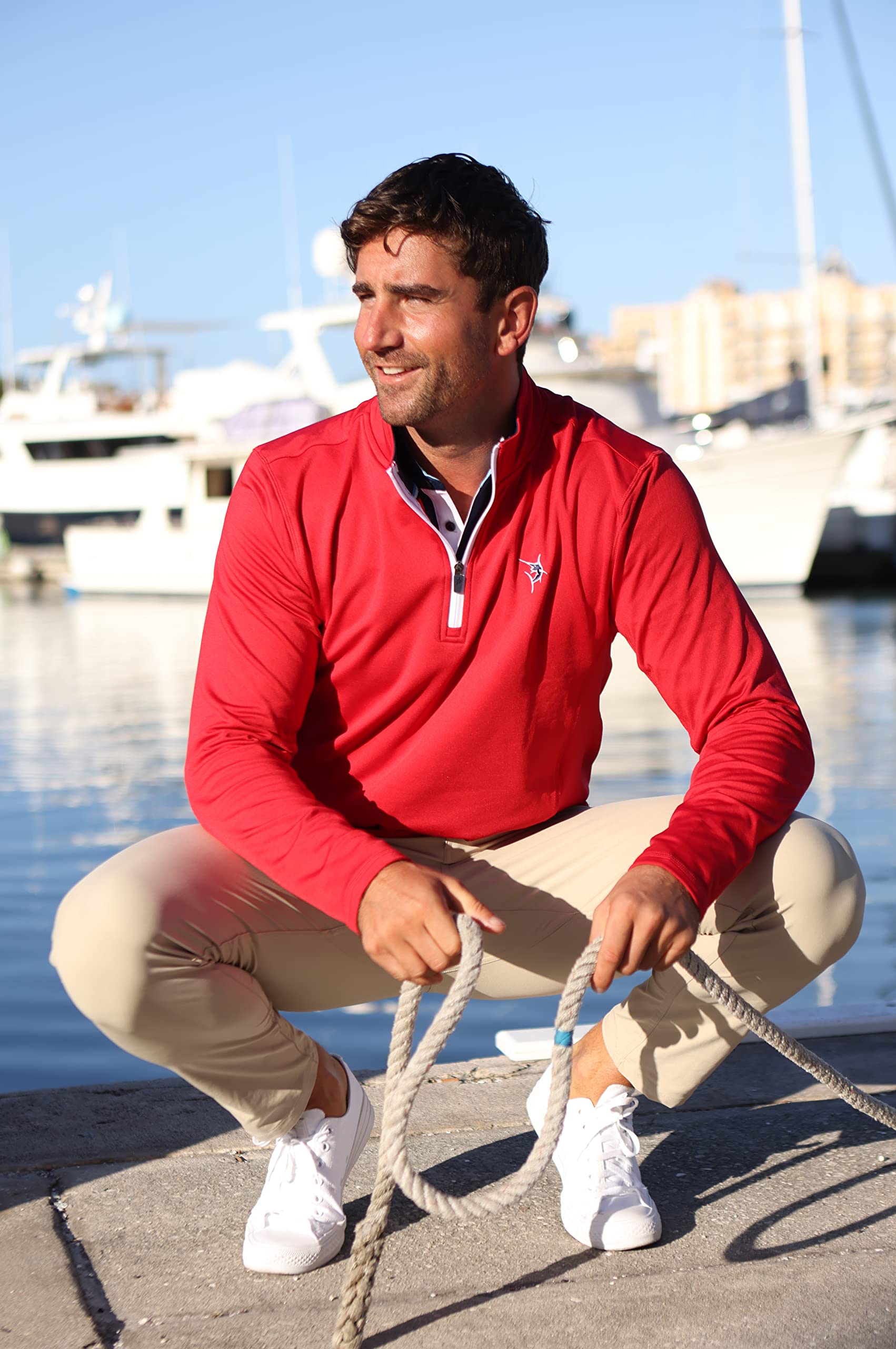 White Water Montauk Performance 1/4 Zip Pullover for Men - Lightweight Quick-Dry Athletic Shirt for Running, Hiking & Outdoor Activities