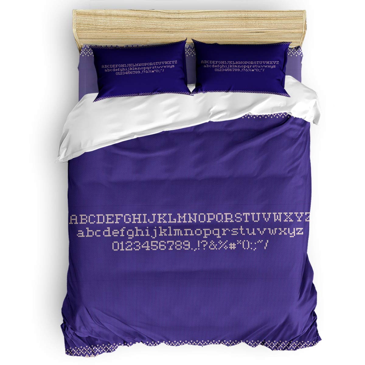 Luxury 4-Piece Full Size Duvet Cover Set - Soft Purple Knitted Texture with Sunflower Design, Includes 1 Duvet Cover, 1 Fitted Sheet & 2 Pillowcases for Bedroom Decor | Perfect for Master Bedroom, Guest Room & Dormitory