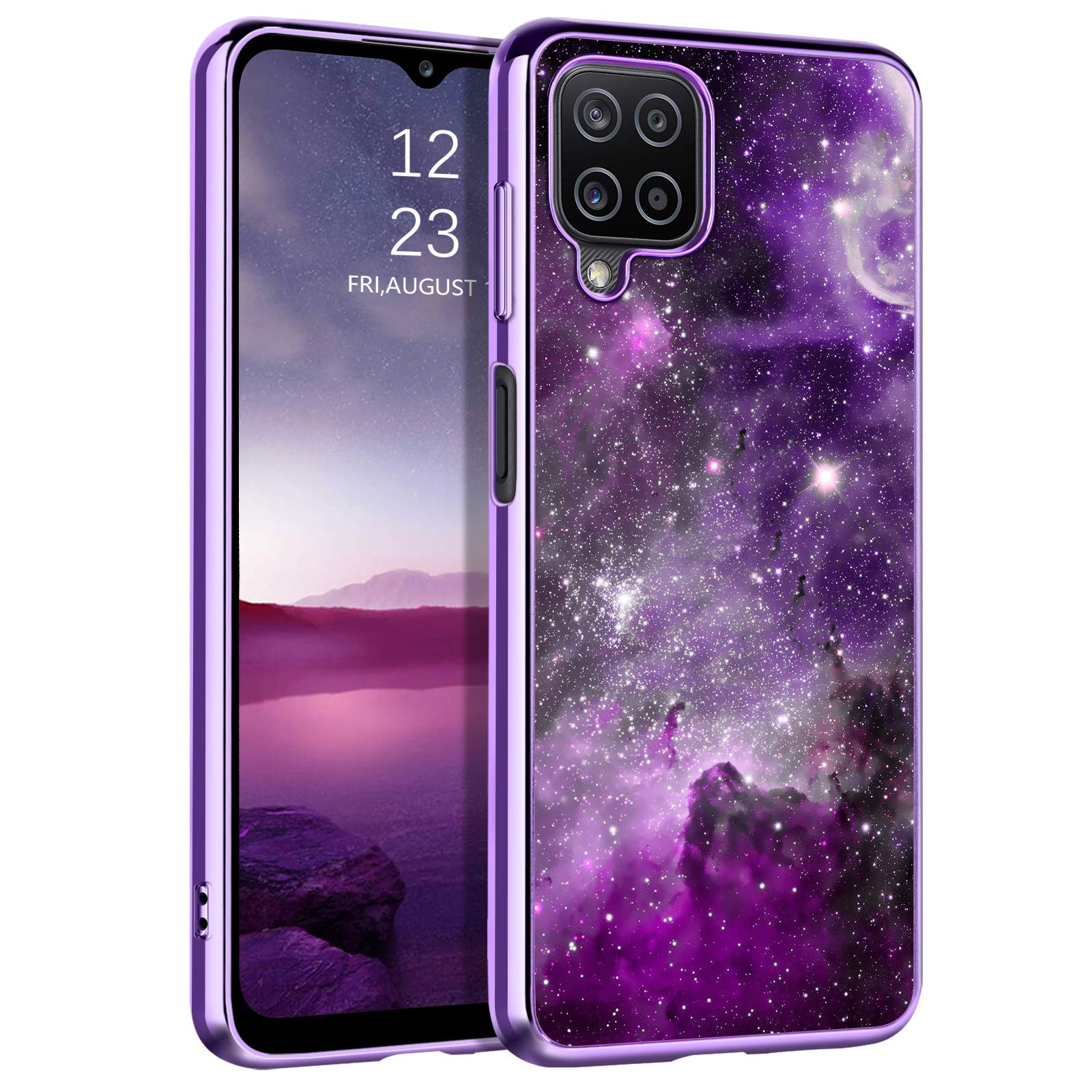 Samsung Galaxy A12 Case, Slim Glow in The Dark Hybrid Hard PC & Soft TPU Bumper Protective Phone Cover for Samsung A12 6.5
