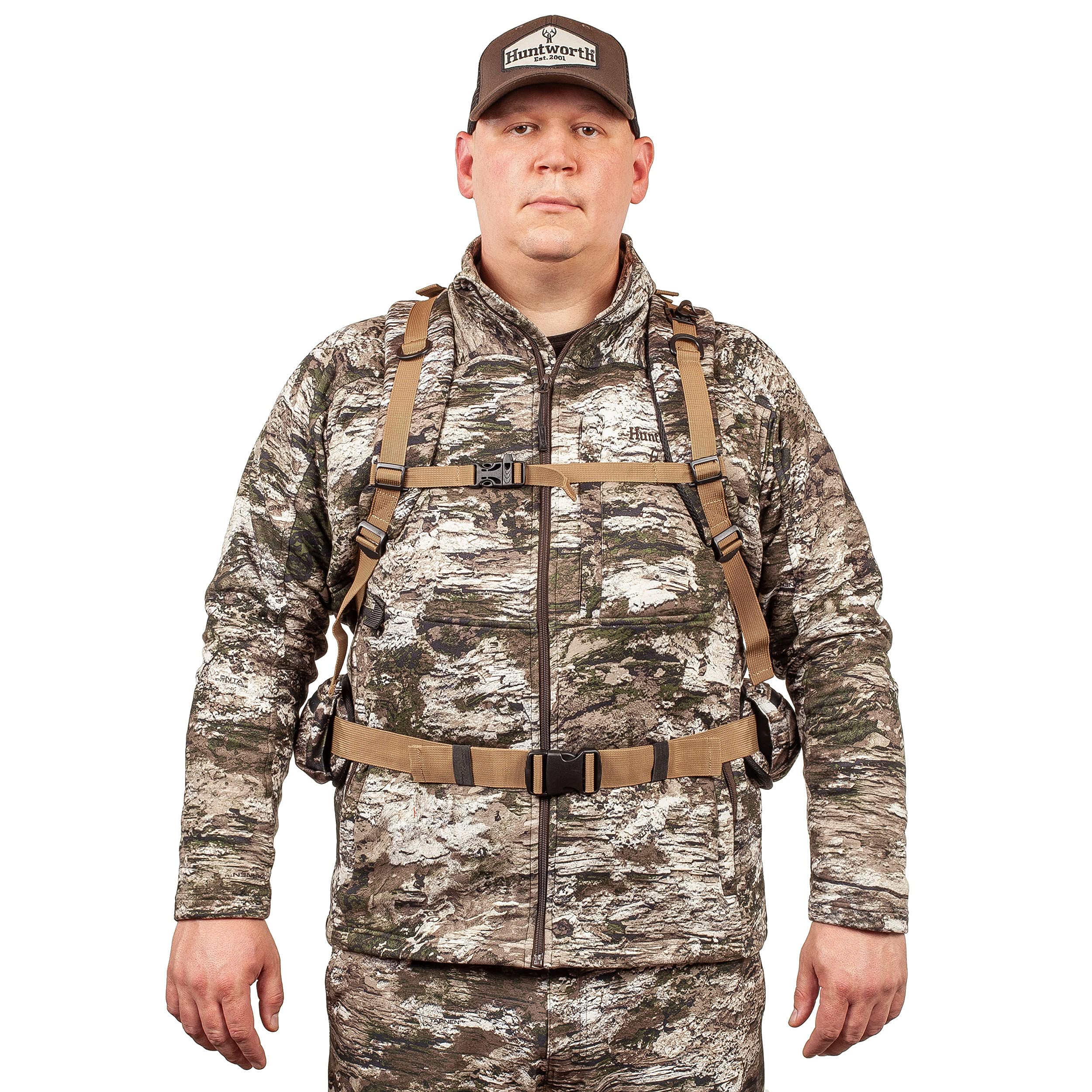 Huntworth Hickory Lightweight Hunting Backpack with Weight Suspension System - Hydration Compatible, Water-Resistant, Spacious Storage (3Lb Tarnen Camo) - Perfect for Outdoor Adventures, Hiking, and Tactical Missions