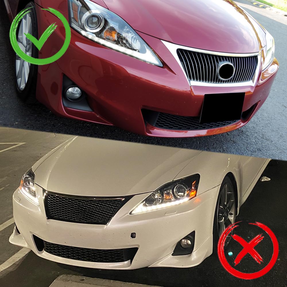 Q1-TECH 9-Piece Front Bumper Body Kit with Lip Spoiler & Side Skirt Extensions - Compatible with 2011-2013 Lexus IS250/IS350 - Carbon Fiber Style Diffuser Set - Perfect for Car Enthusiasts & Street Racing Upgrades - Enhances Aerodynamics & Sporty Appearance