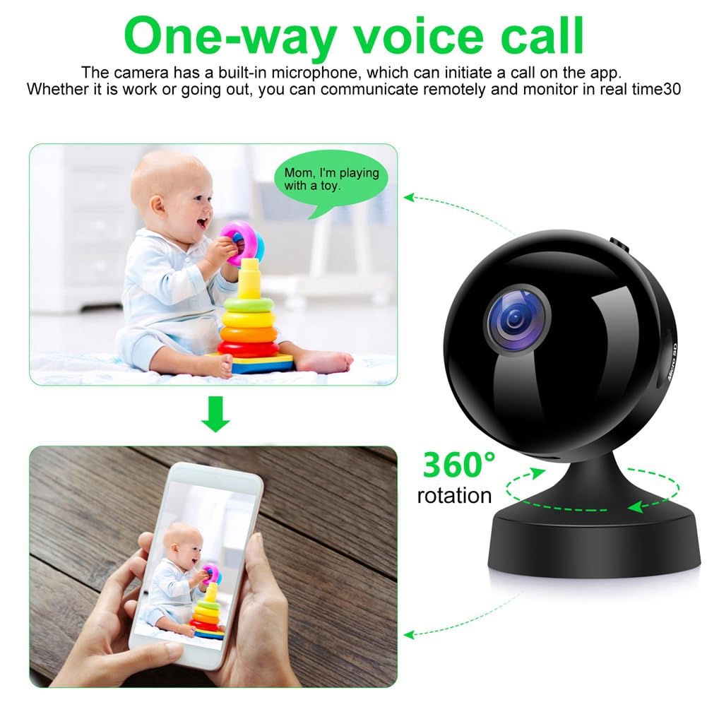 LOLPALONE Wireless Security Camera for Outdoor & Indoor Use - 1080p HD Video, Night Vision, Motion Detection - Ideal for Home Surveillance, Baby Monitoring & Pet Watching