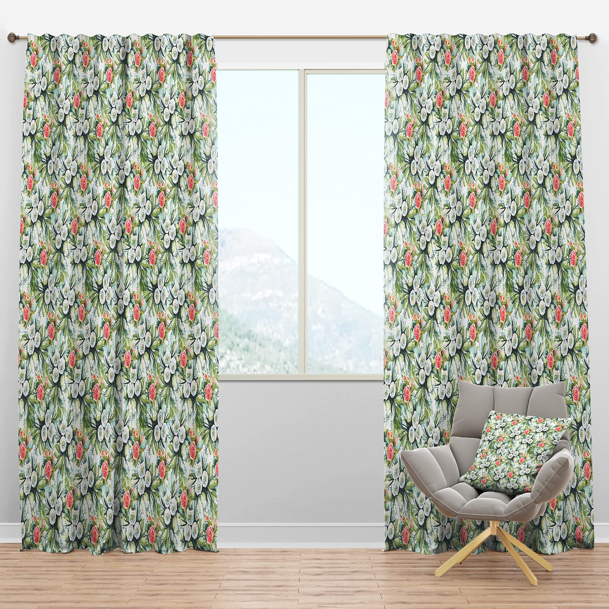 DesignQ Blackout Curtains - Floral Seamless Pattern Flower Thermal Insulated Drapes for Bedroom & Living Room (52x108, Single Panel) - Perfect for Light Blocking, Privacy & Energy Saving