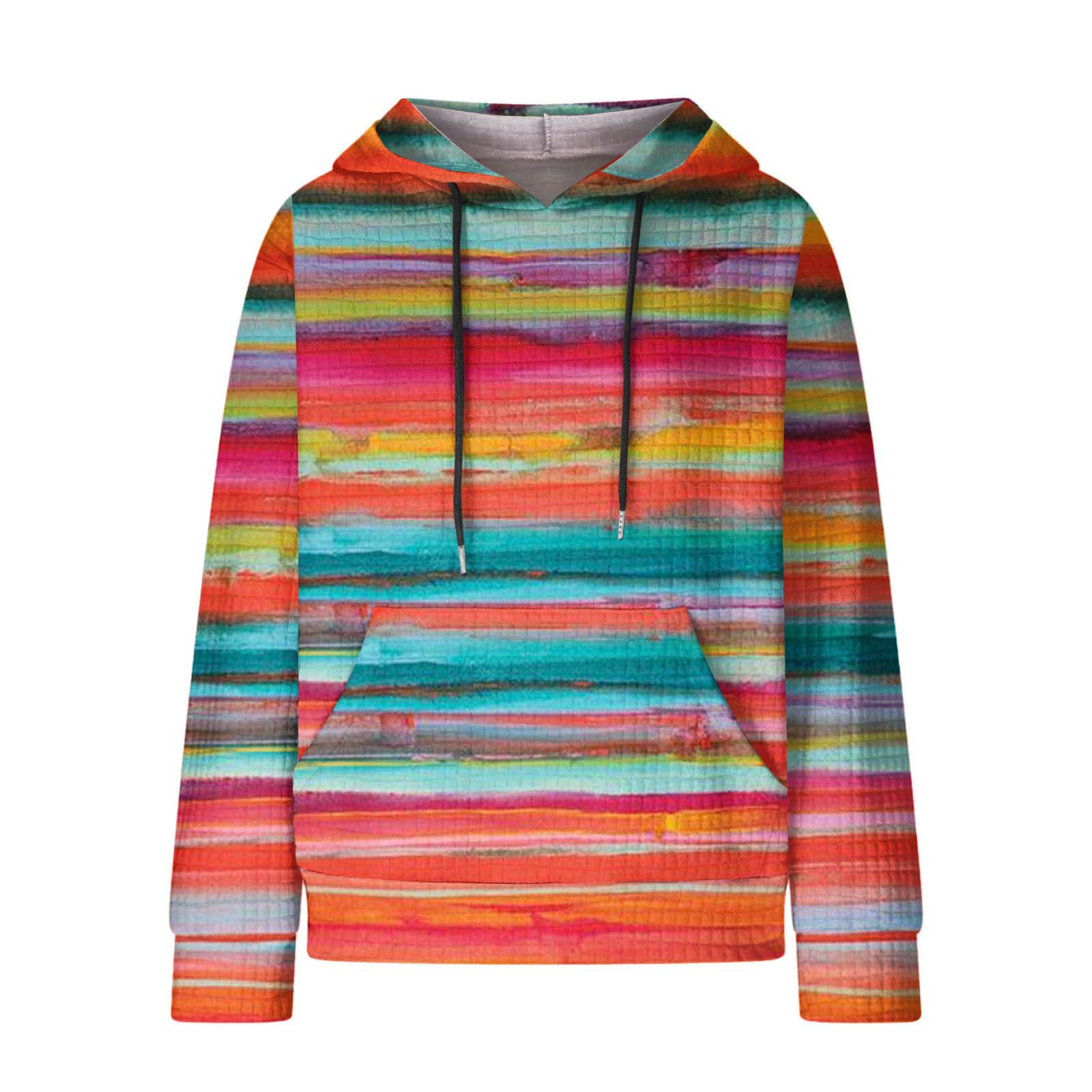 Women's Waffle Hoodie - Multicolor Comfy Pullover Sweatshirt with Pocket | Trendy Loose Fit Casual Wear for Outdoors, Lounge & Travel