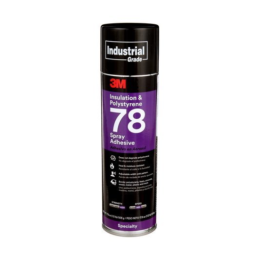 3M Polystyrene Foam Insulation Spray Adhesive 78 (12 Pack) - Strong Bonding for Home Insulation, DIY Projects, and Construction Applications