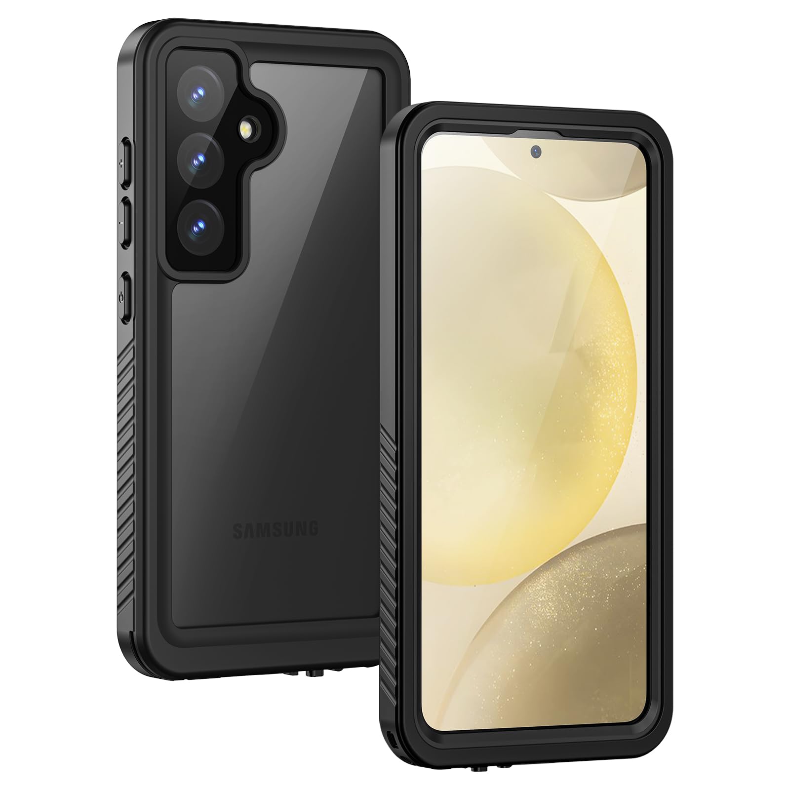 Lanhiem Rugged IP68 Waterproof Case for Samsung Galaxy S24+ Plus (6.7 Inch) - Shockproof Dustproof Protective Cover with Built-in Screen Protector - Perfect for Outdoor Activities, Work & Travel - Black