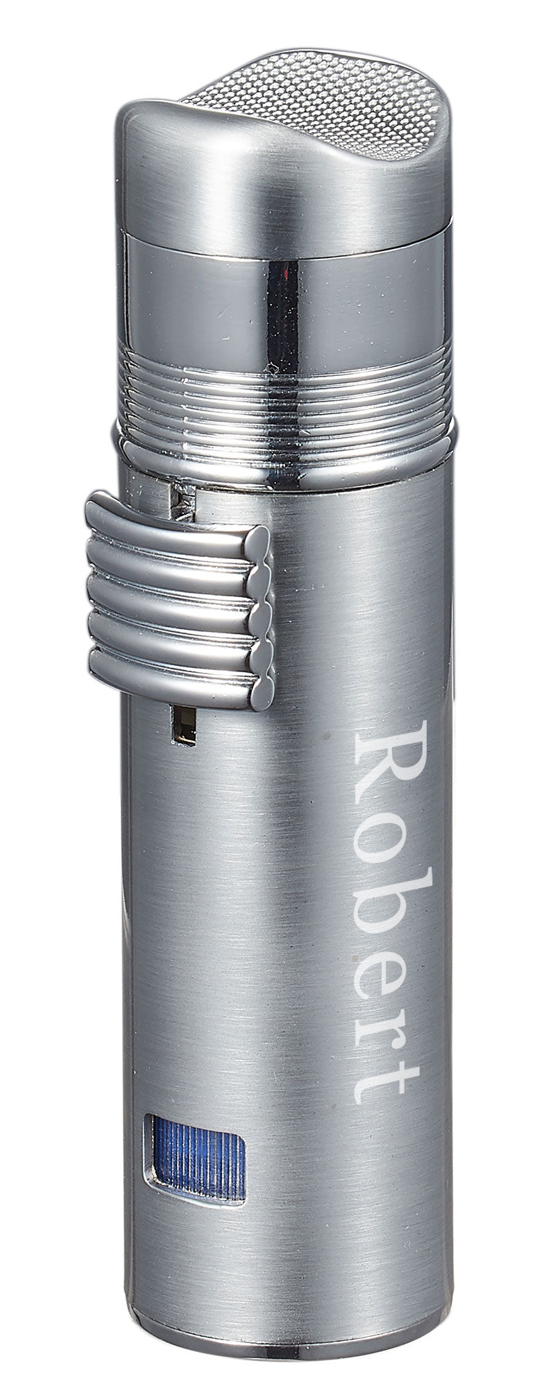 Visol Saddle Triple Torch Lighter - Windproof Butane Lighter for Cigars, Camping & Outdoor Use (Silver)
