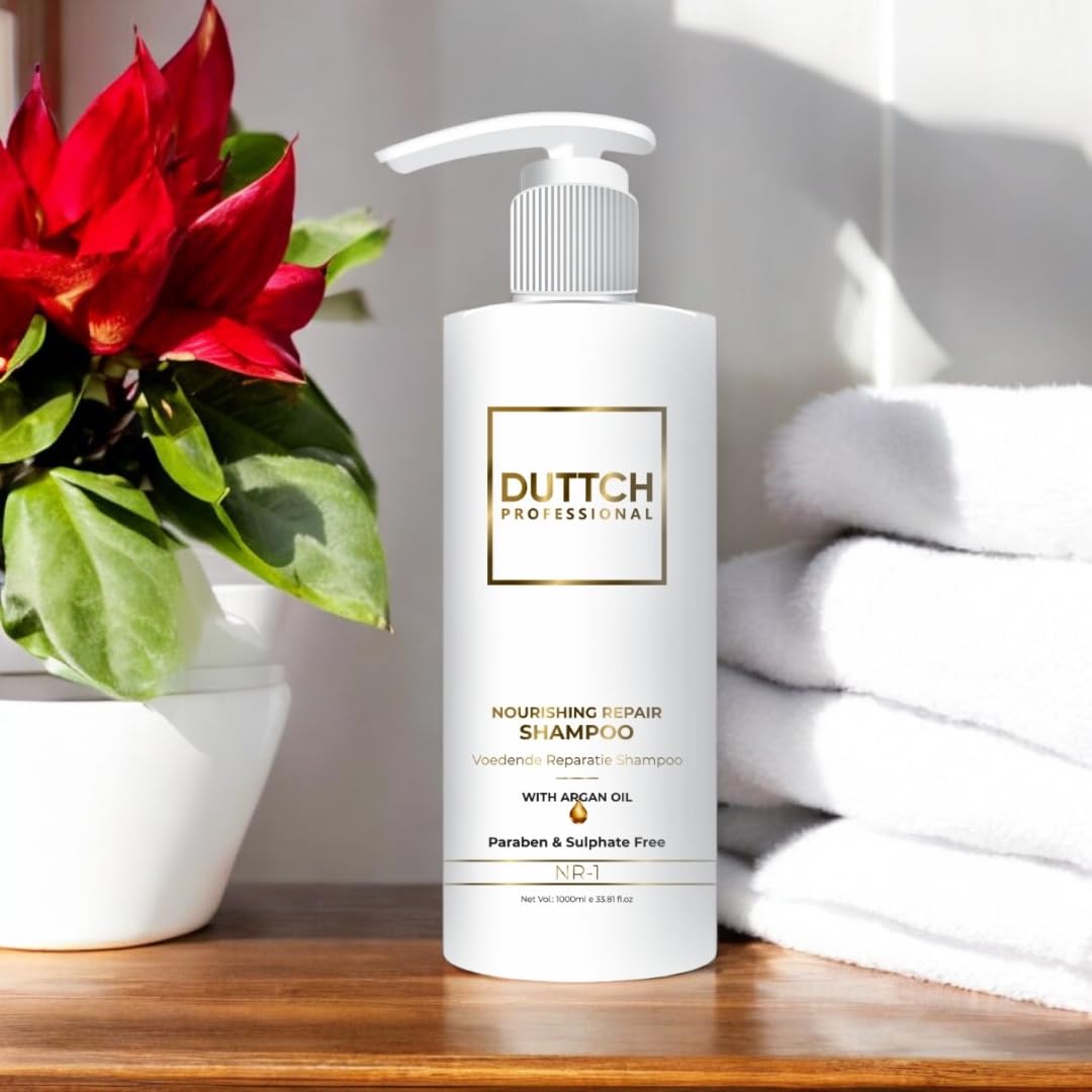 Duttch Professional Nourishing Repair Shampoo for Damaged Hair - 1 Liter | Hydrating & Strengthening Formula for Dry, Brittle Hair | Salon-Quality Treatment at Home