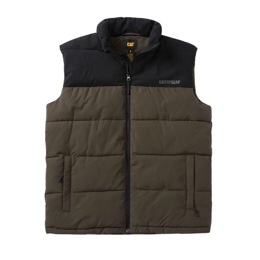 CAT Men's Arctic Zone Work Vest W12430 - Moss/Black - Heavy Duty Insulated Winter Vest for Construction & Outdoor Work