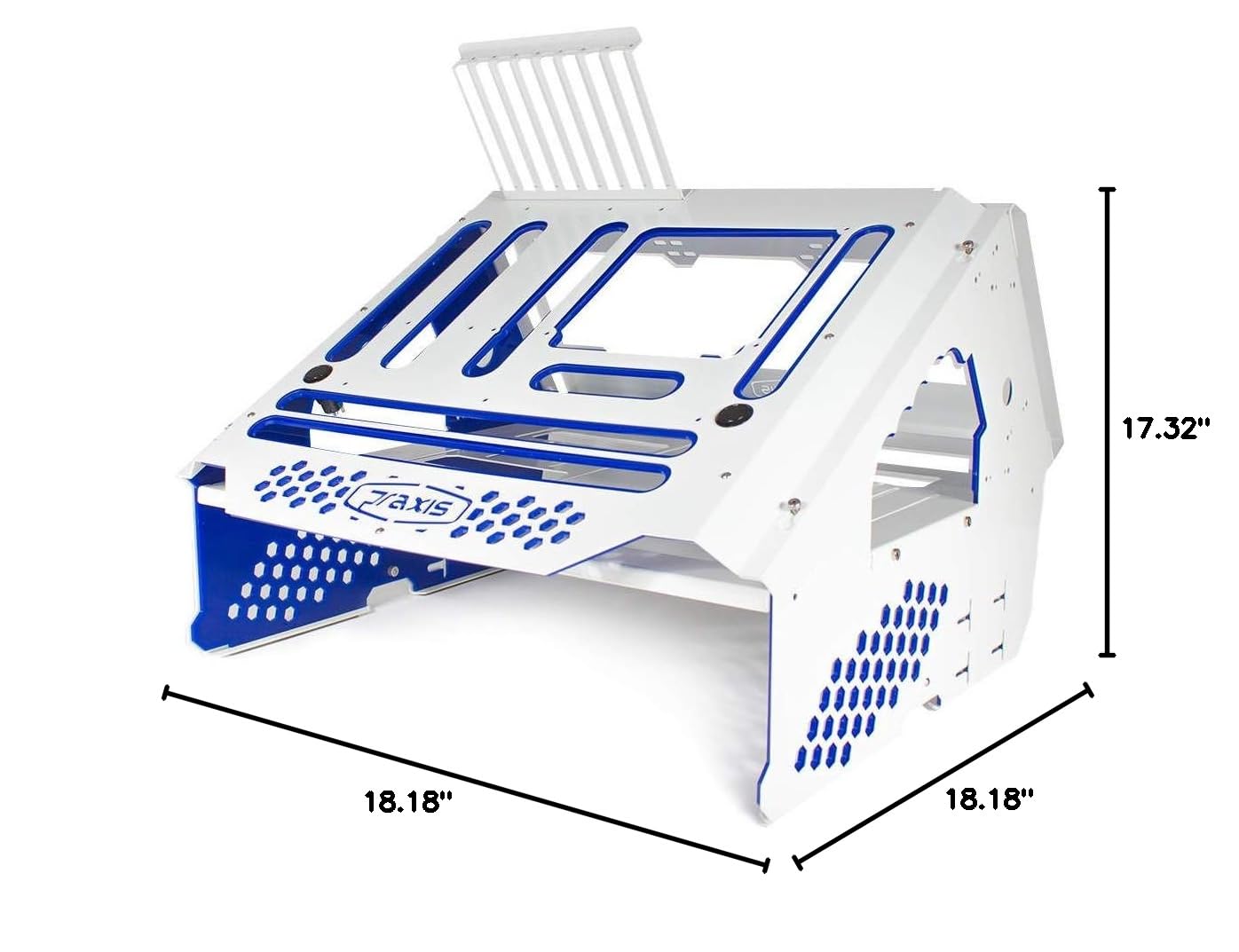 PrimoChill Praxis Wetbench - Powder Coated Steel Modular Open Air Computer Test Bench for Water Cooling & Air Cooling PC Builds - White with Blue Accents - Perfect for PC Builders, Tech Enthusiasts & Custom Rig Testing