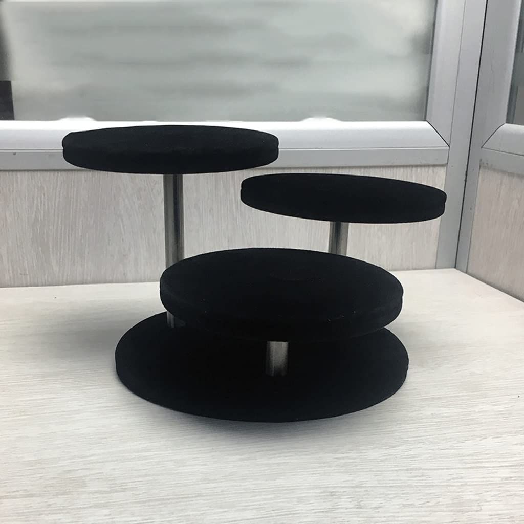 3-Tier Round Jewelry Organizer Stand - Black Jewelry Box for Bracelets, Necklaces & Watches (15x11.3x10cm) | Perfect for Boutique Displays & Home Storage