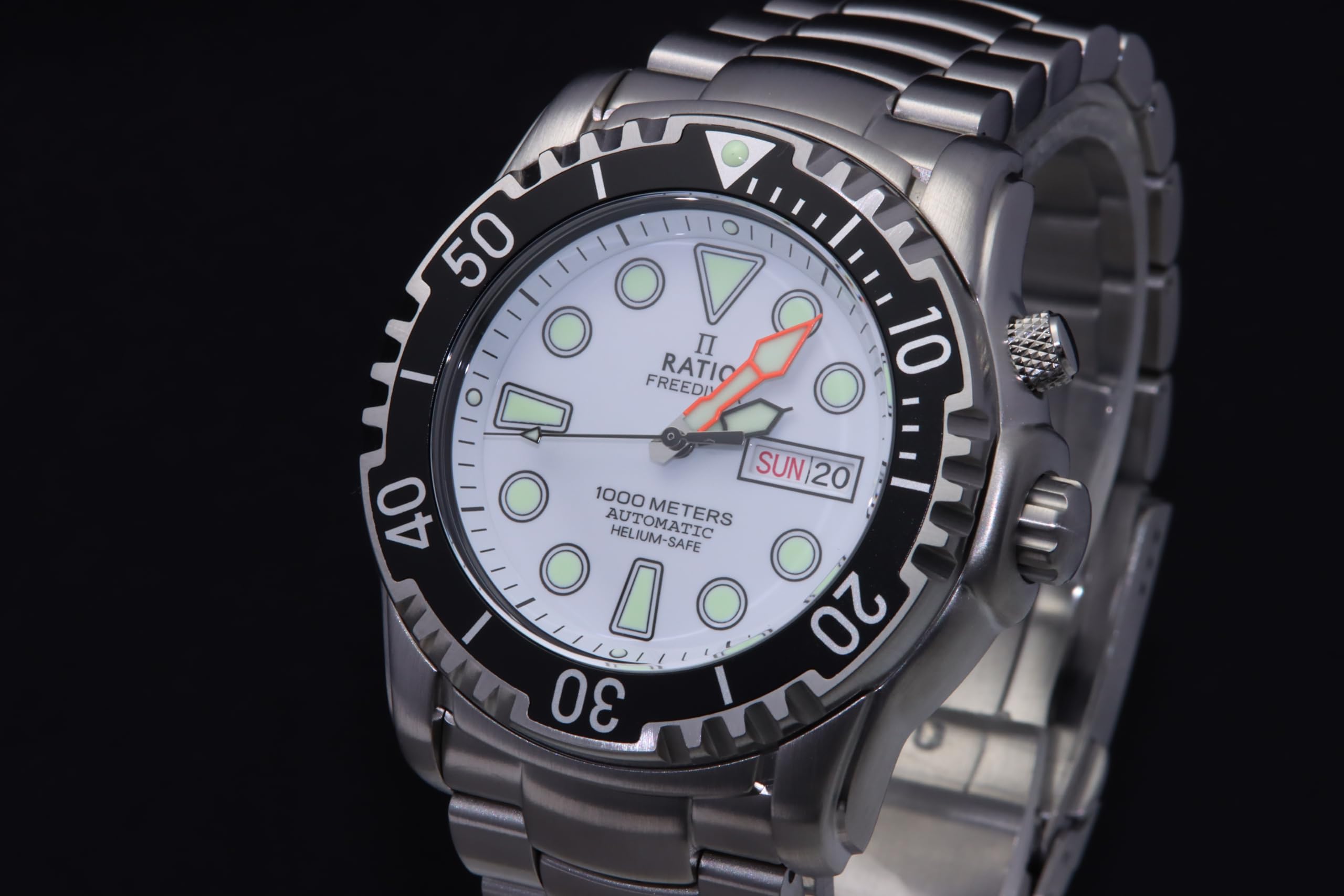 RATIO FreeDiver Helium-Safe Automatic Diving Watch for Men - 1000M Water Resistant, Sapphire Crystal, Professional Dive Watch for Scuba Diving & Deep Sea Exploration