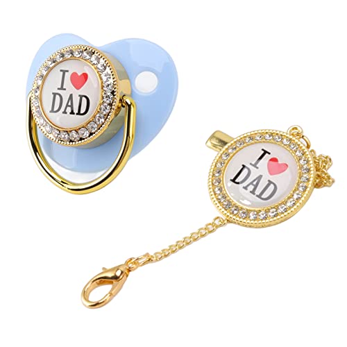Safe Baby Pacifier with PP Rhinestones - BPA-Free Closed Loop Design for Healthy Teeth Development (Blue) - Perfect for Soothing, Teething Relief & Infant Care
