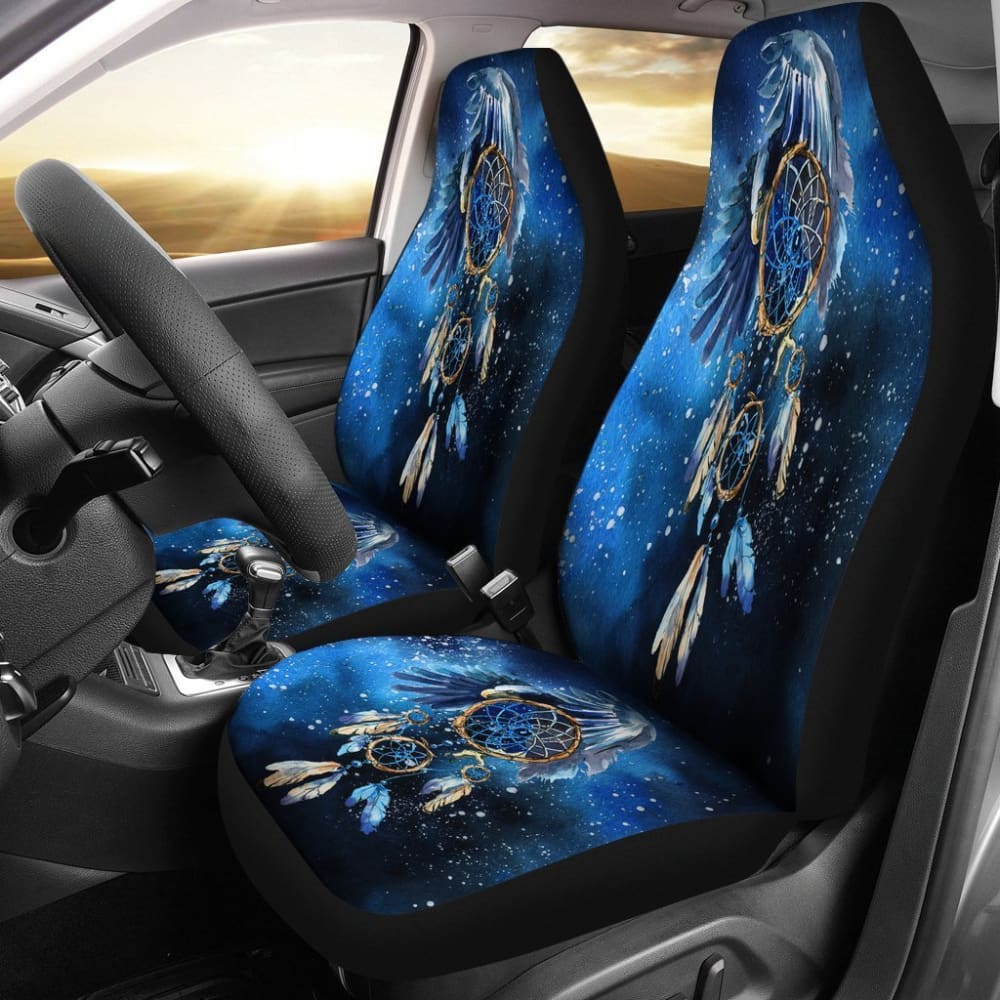 Blue Galaxy Dreamcatcher Native American Inspired Car Seat Covers - Premium Boho Chic Car Accessories for Jeep, Truck & SUV - Perfect for Road Trips & Boho Decor