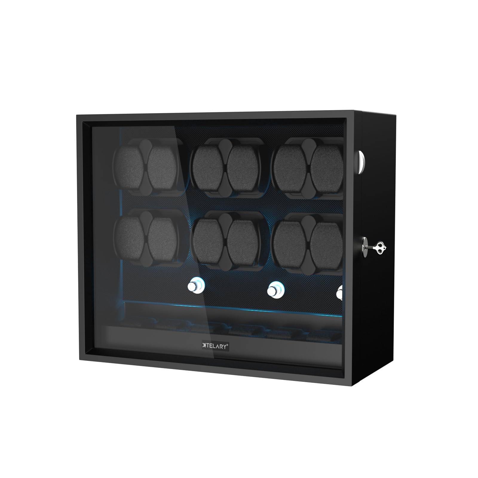 XTELARY Lockable Automatic Watch Winder for 4/6/8/12 Watches - 4 Rotation Modes with Quiet Motor & LED Backlight | Perfect for Watch Collectors, Luxury Timepiece Storage & Travel Protection