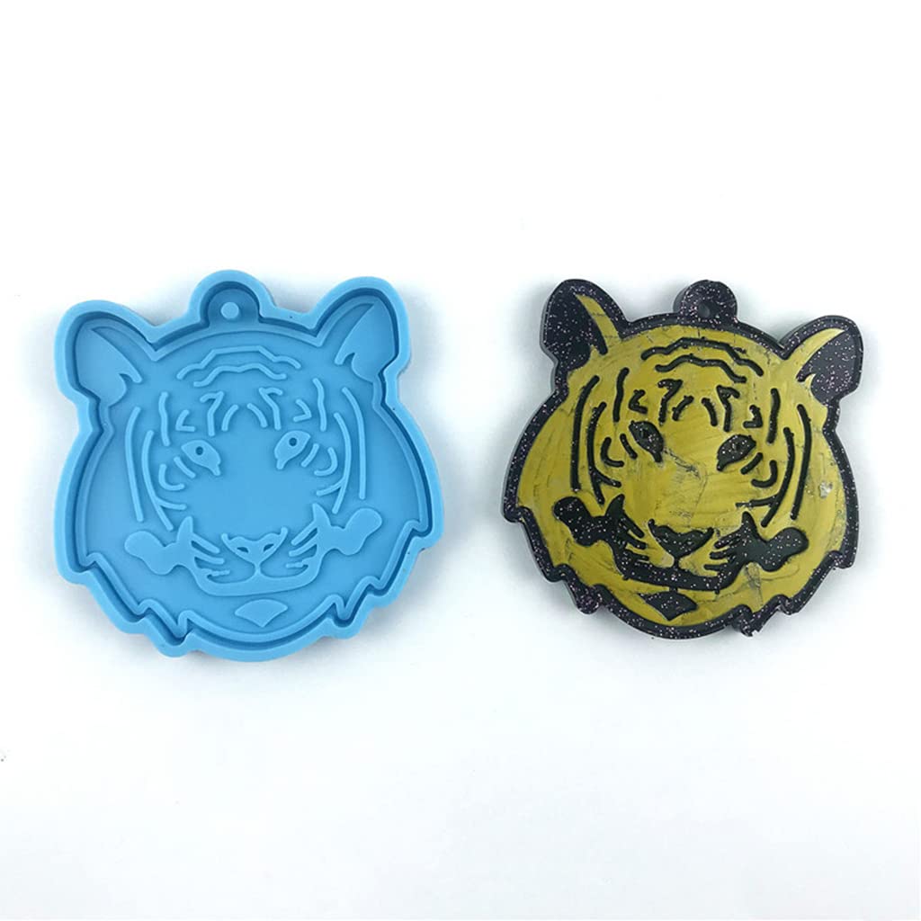 Premium Tiger Silicone Resin Molds for Jewelry Making - Animal Pendant Epoxy Craft Molds with Hanging Hole - Perfect for DIY Necklaces, Keychains & Home Decor