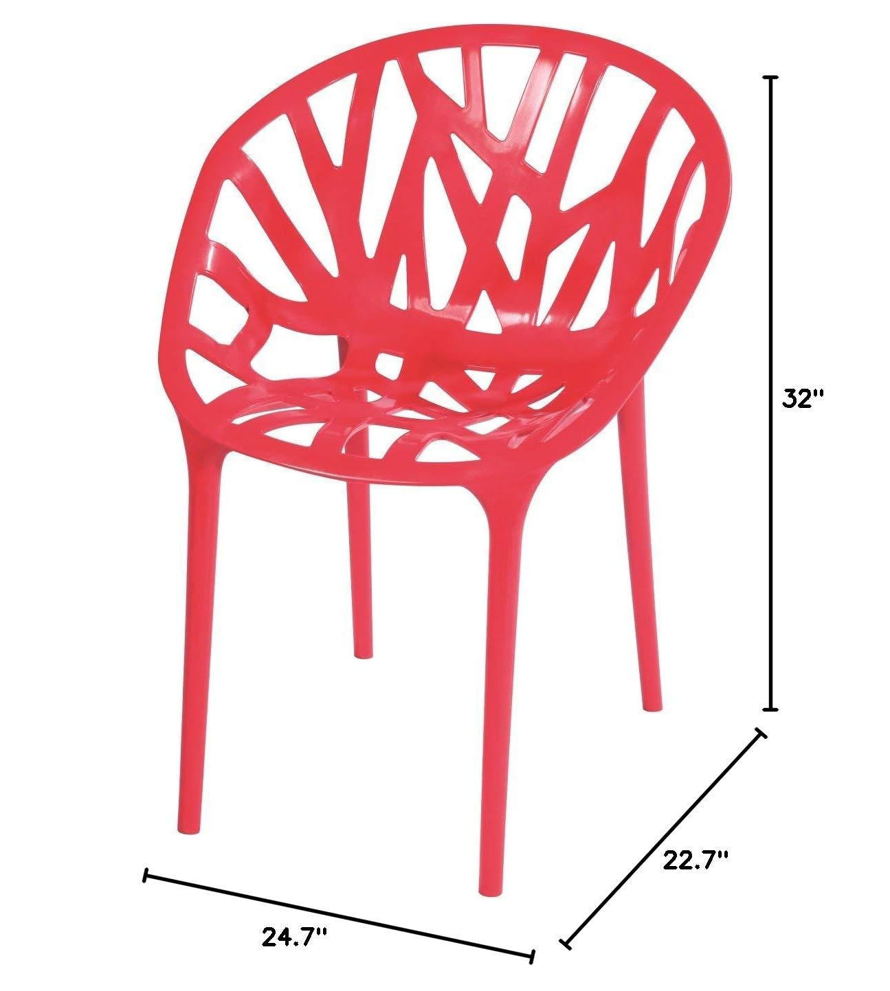 Modern Red Stackable Chairs for Indoor & Outdoor Use - Set of 2 (Durable, Space-Saving) - Perfect for Patio, Dining Room, or Small Spaces